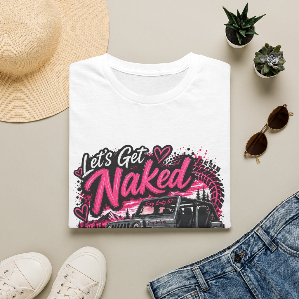 Jeep 'Let's Get Naked' Graphic T-Shirt — (Pink) Funny Off-Roading Top