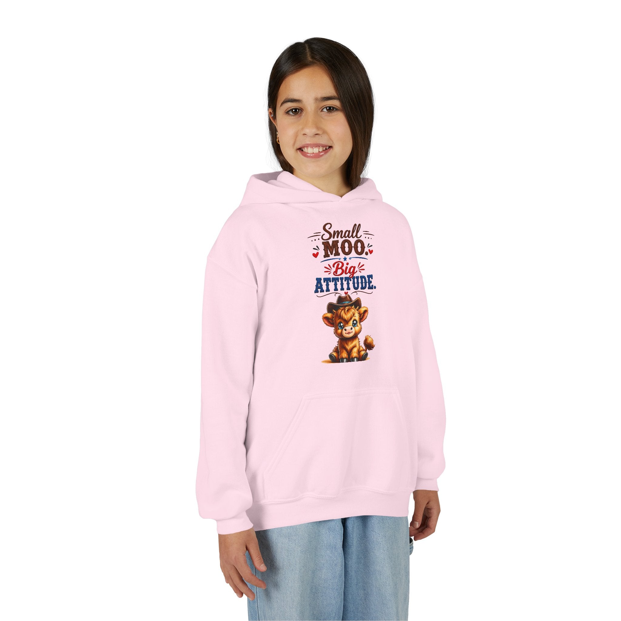 Small Moo Big Attitude Youth Heavy Blend Hooded Sweatshirt
