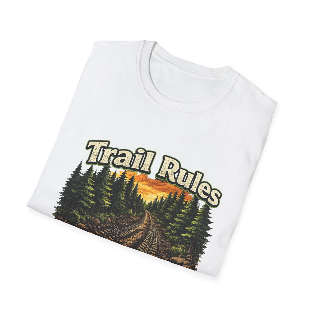 Trail Rules T-Shirt — 'Leave Nothing Behind Except Tire Tracks and Bad Decisions' Outdoor Tee
