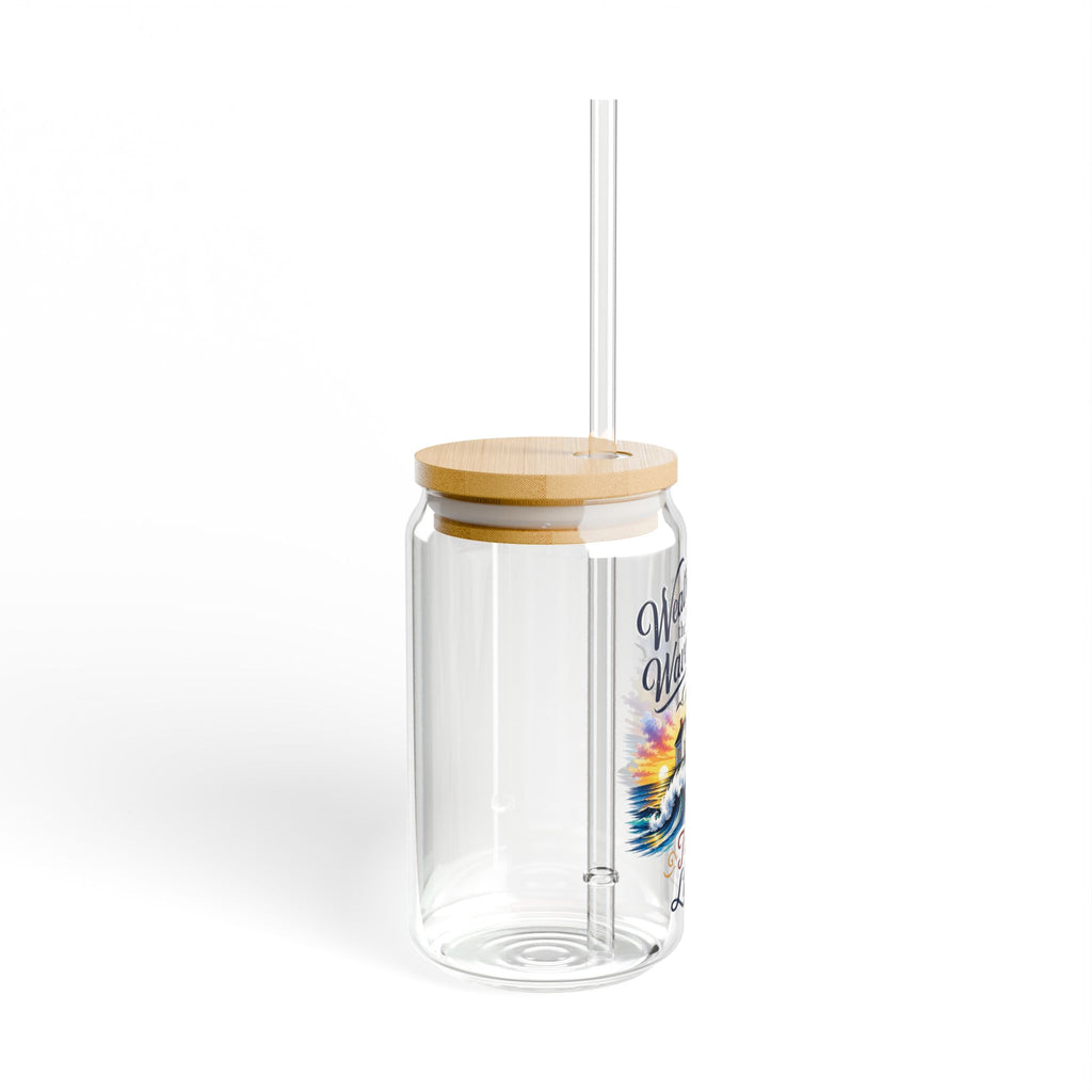 Lighthouse Sipper Glass 16oz – "Weather the Waves" Inspirational Travel Tumbler