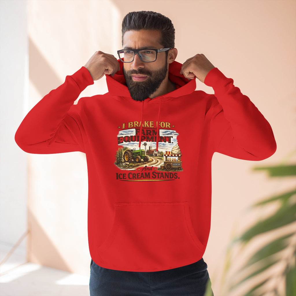 Farm Equipment & Ice Cream Stands Hoodie - Vintage Country Farming Graphic Hoodie
