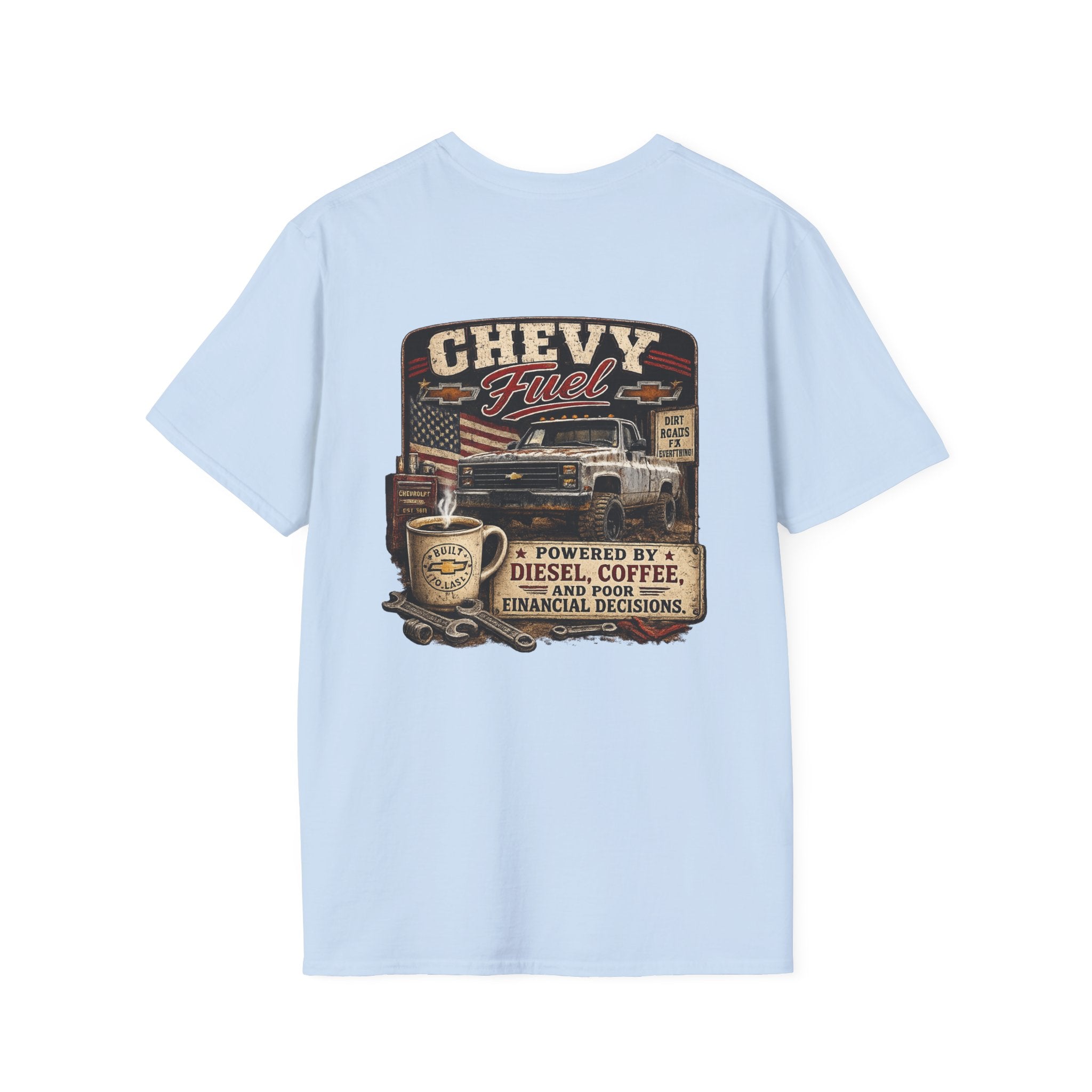 Chevy Fuel - Chevrolet K30 Vintage Badge T-Shirt — Classic Truck Emblem Pocket Tee