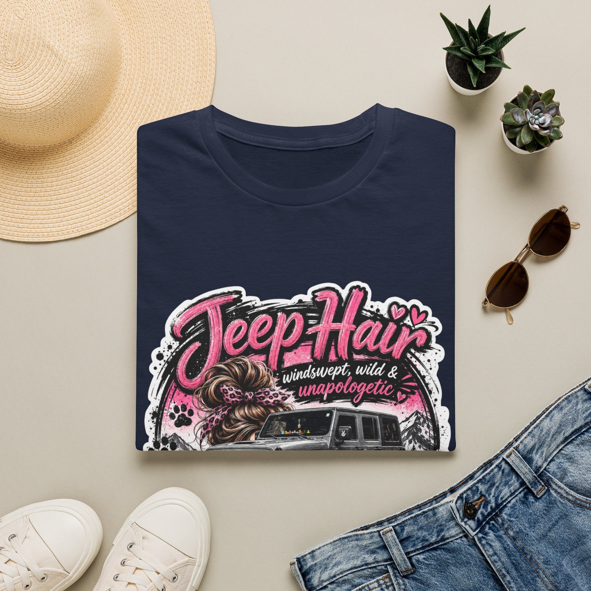 Jeep Hair Don't Care (Pink) Unisex Softstyle T-Shirt