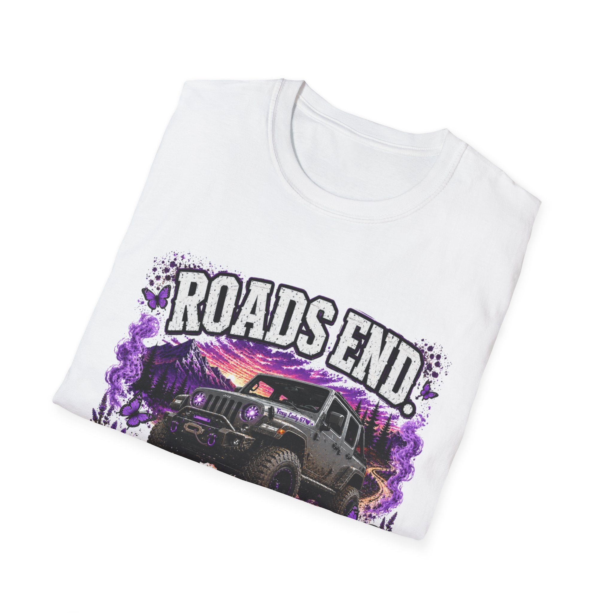 Roads End Jeep (Purple) Unisex Softstyle T-Shirt