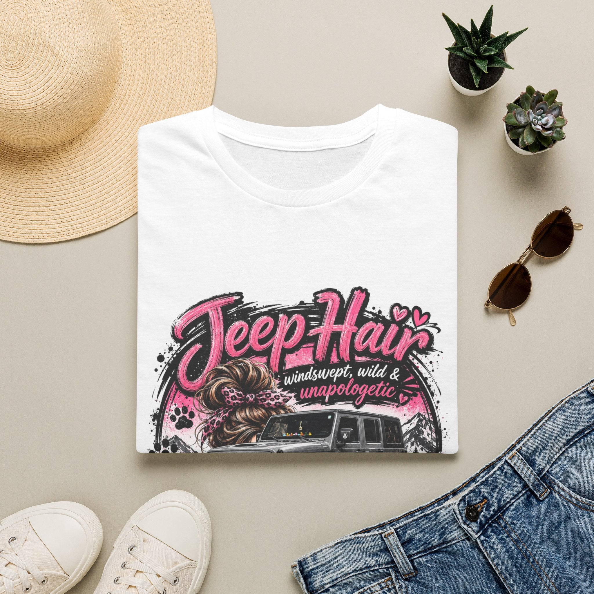 Jeep Hair Don't Care (Pink) Unisex Softstyle T-Shirt