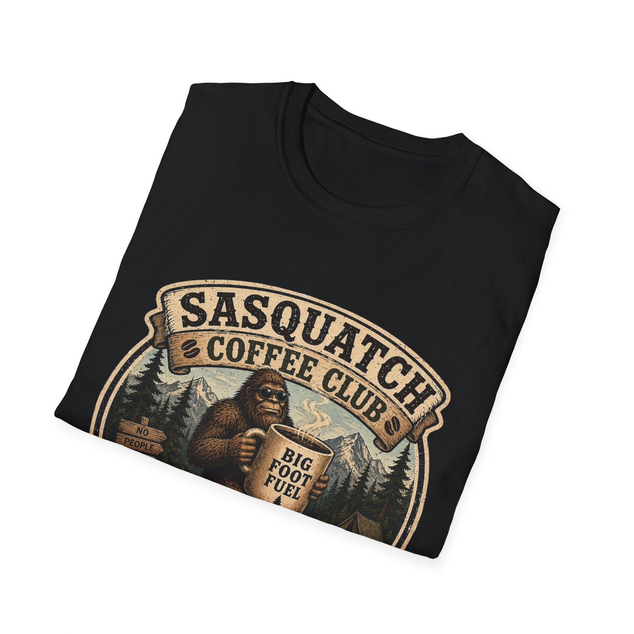 Sasquatch Coffee Club T-Shirt — "Running on Caffeine and Bad Decisions"