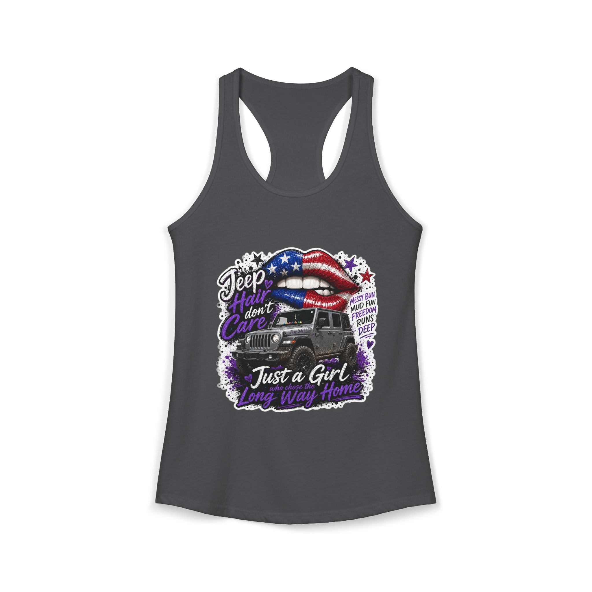 Jeep Hair Don't Care - Just a Girl A Long Way Home Women's Ideal Racerback Tank