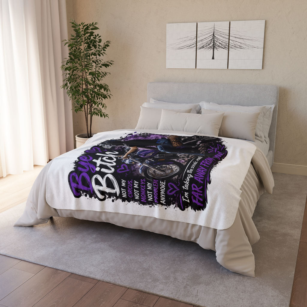 Bye Bitch Motorcycle Fleece Sherpa Blanket – Purple Rider Gifts