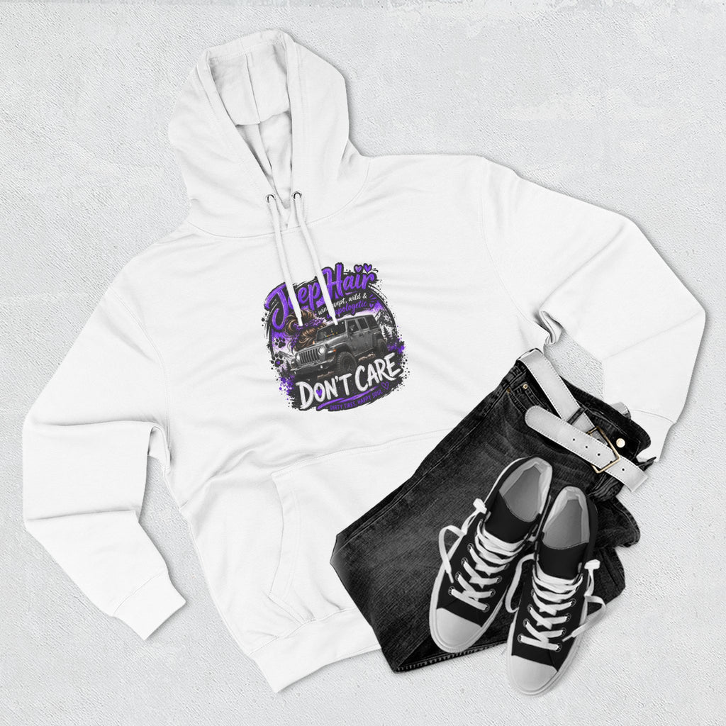Jeep Hair Don't Care (Purple) Three-Panel Fleece Hoodie