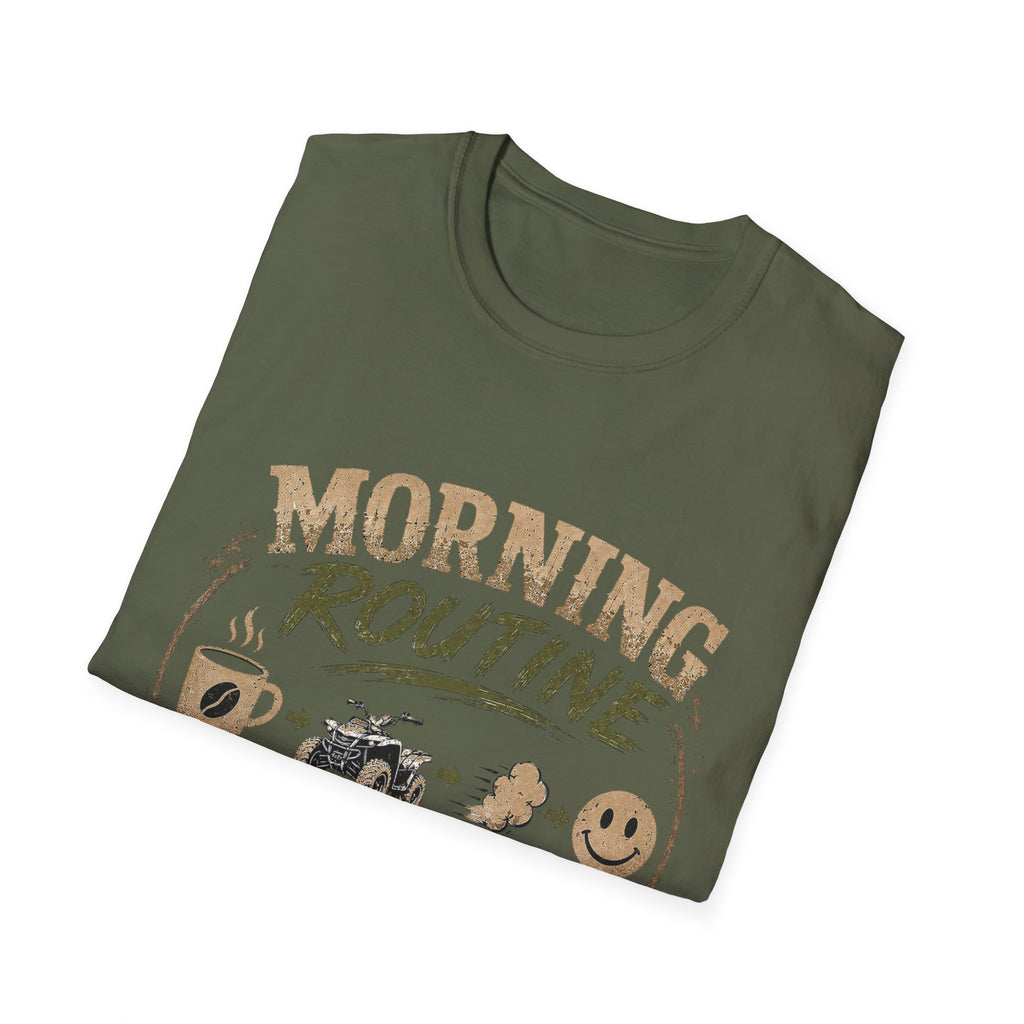 Morning Routine T-Shirt — “Coffee. ATV. Repeat.” Outdoor Adventure Graphic Tee