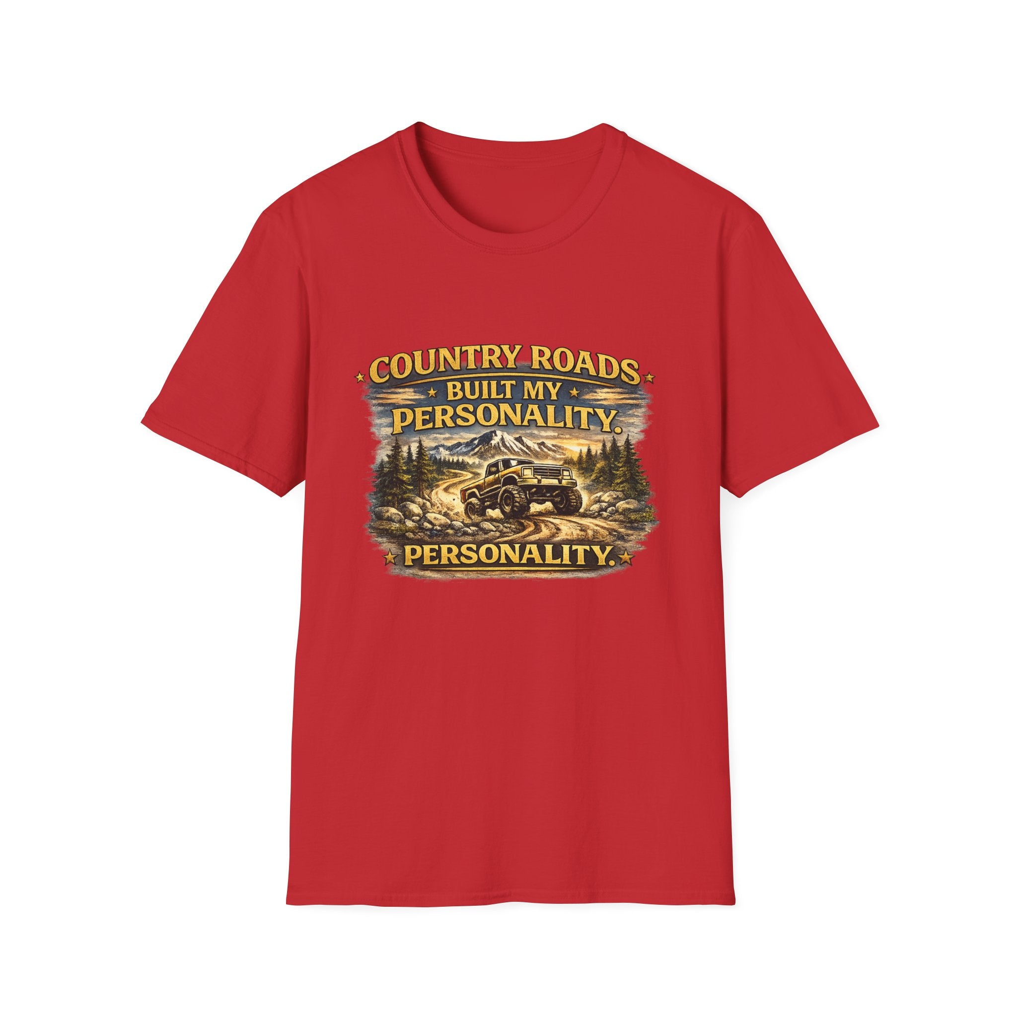 "Country Roads Built My Personality" Vintage Mountain Truck Tee — T-Shirt