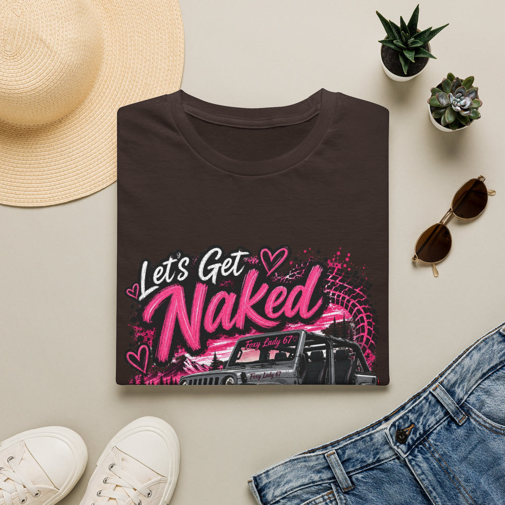 Jeep 'Let's Get Naked' Graphic T-Shirt — (Pink) Funny Off-Roading Top