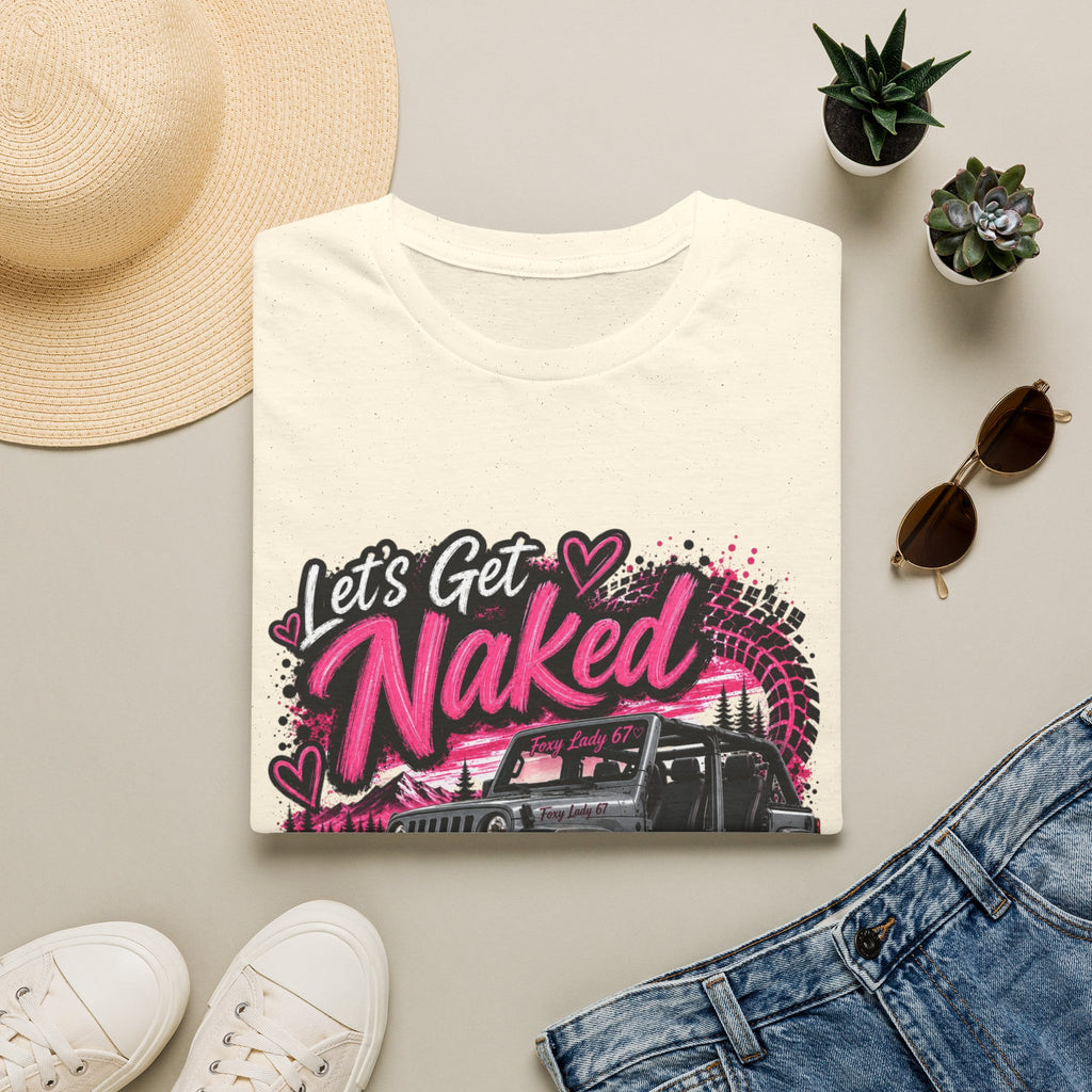 Jeep 'Let's Get Naked' Graphic T-Shirt — (Pink) Funny Off-Roading Top