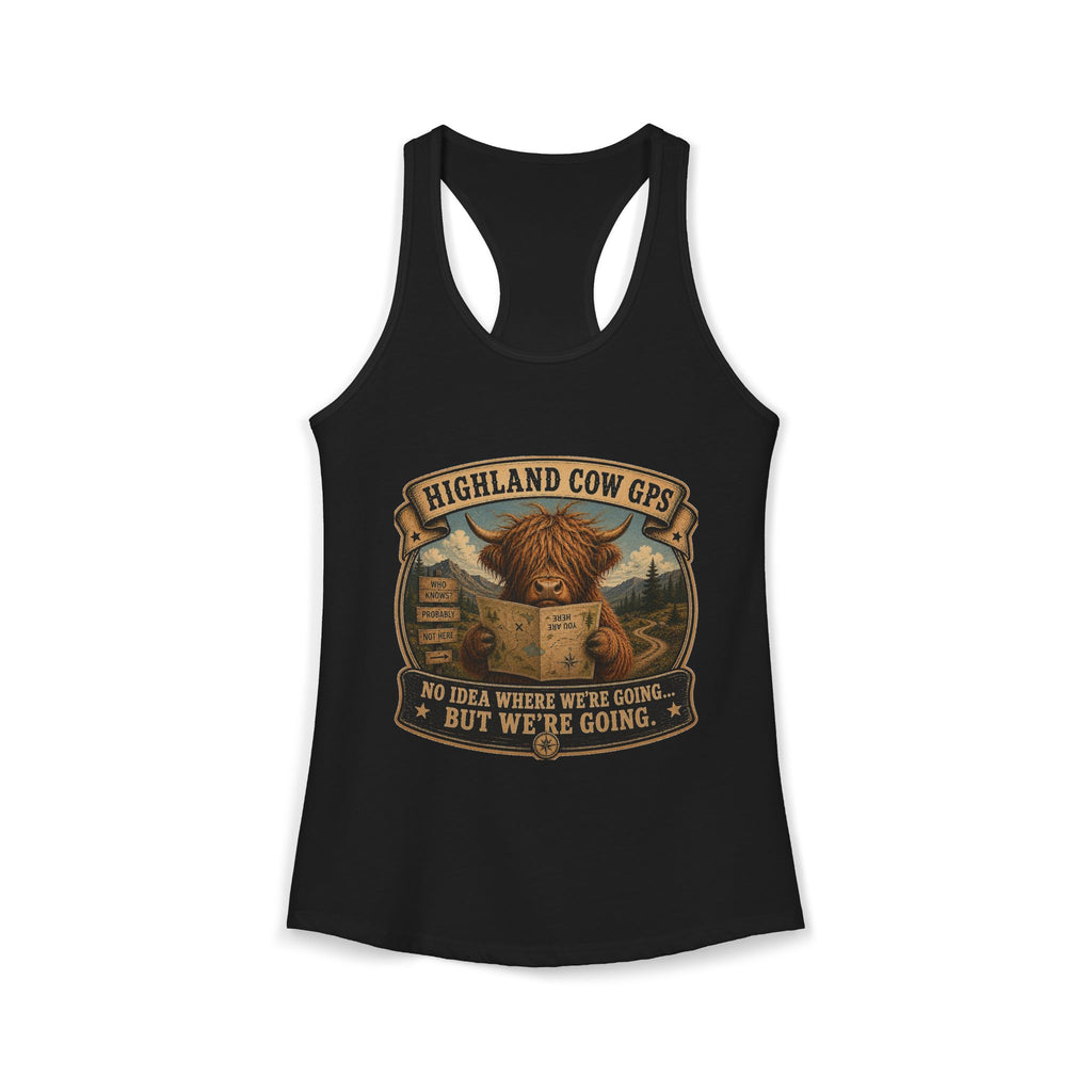 Highland Cow GPS Women's Ideal Racerback Tank