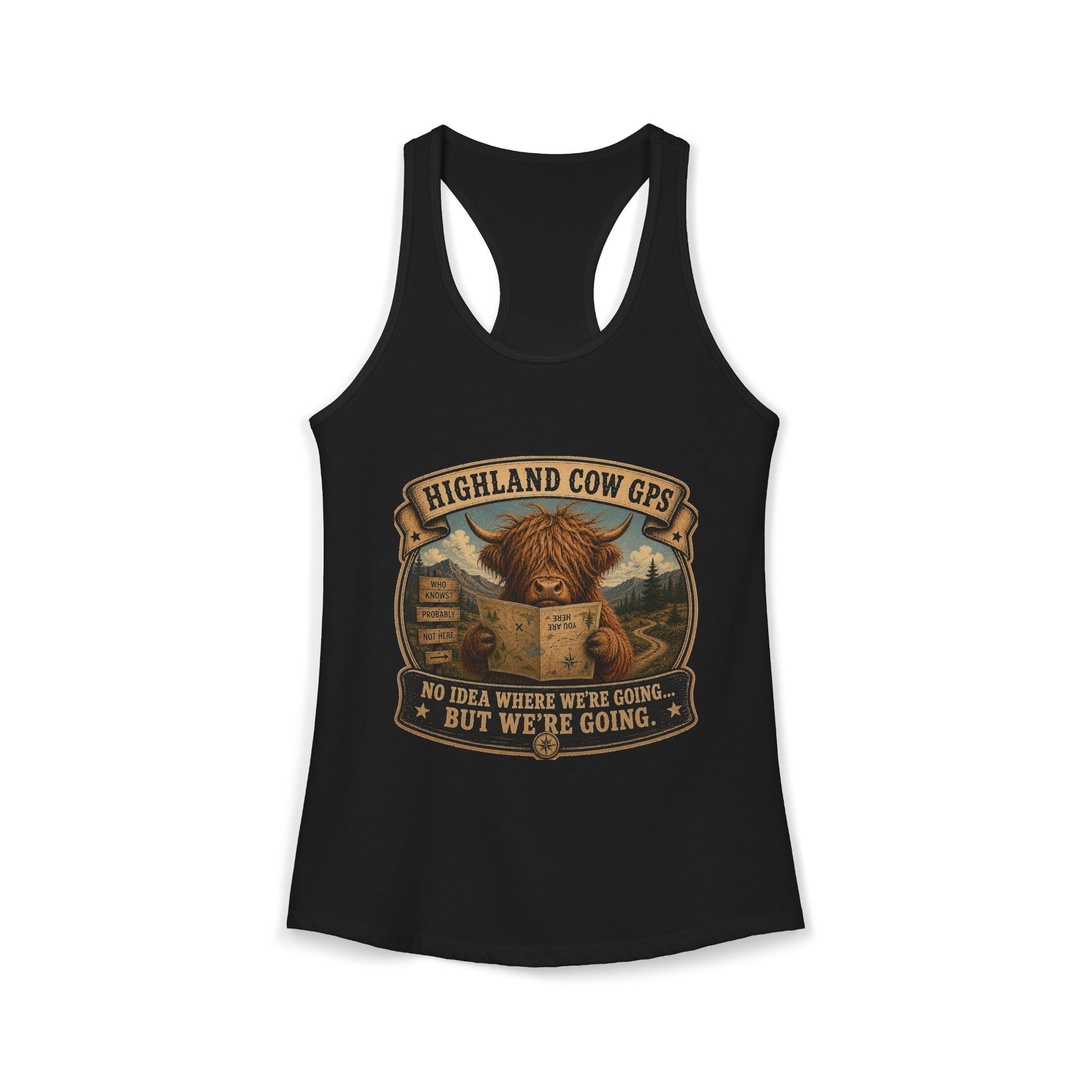 Highland Cow GPS Women's Ideal Racerback Tank