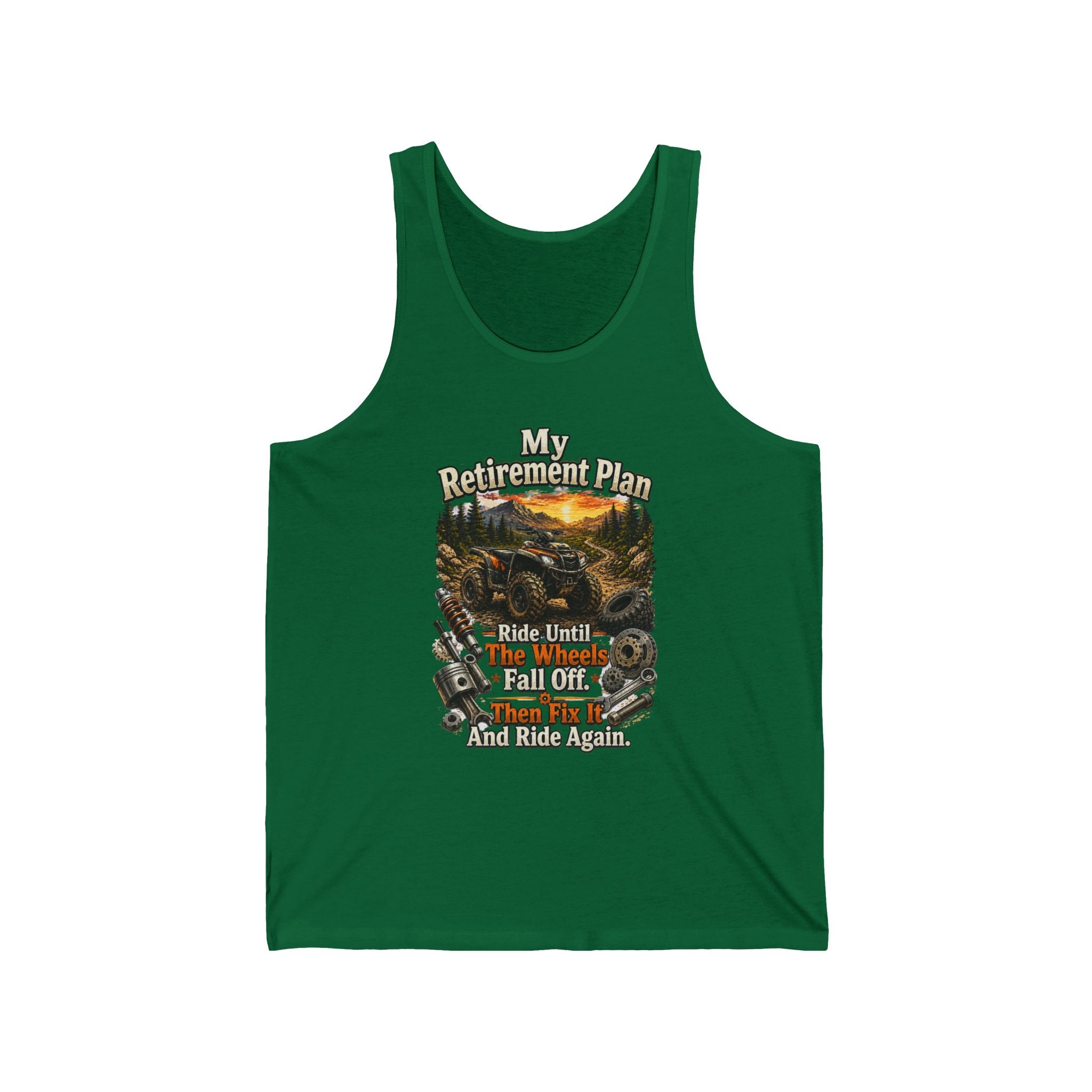 "My Retirement Plan: Ride Until I Fall Off...and Ride Again" — Motorcycle Retirement Tank Top