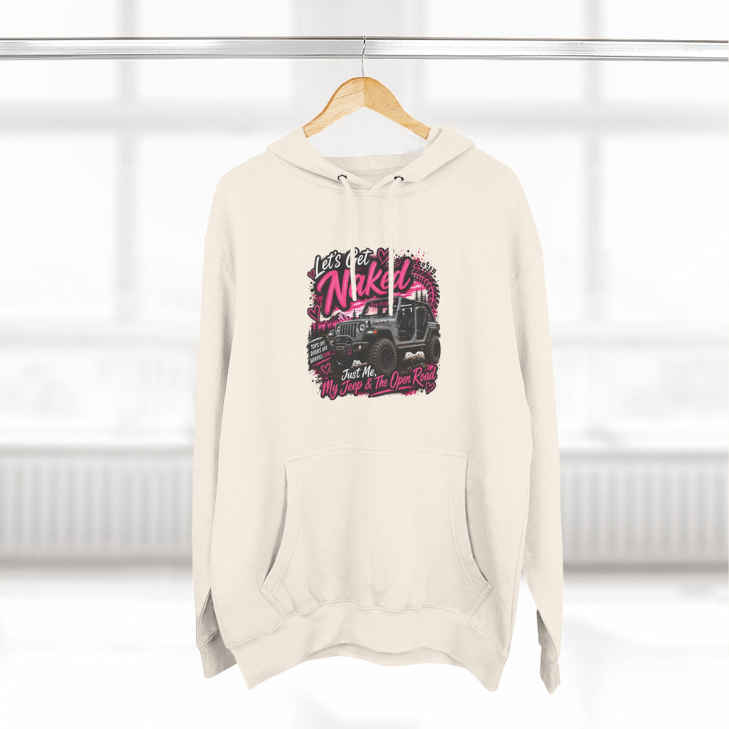 Jeep 'Let's Get Naked' Graphic Hoodie — (Pink) Off-Road Adventure Pullover