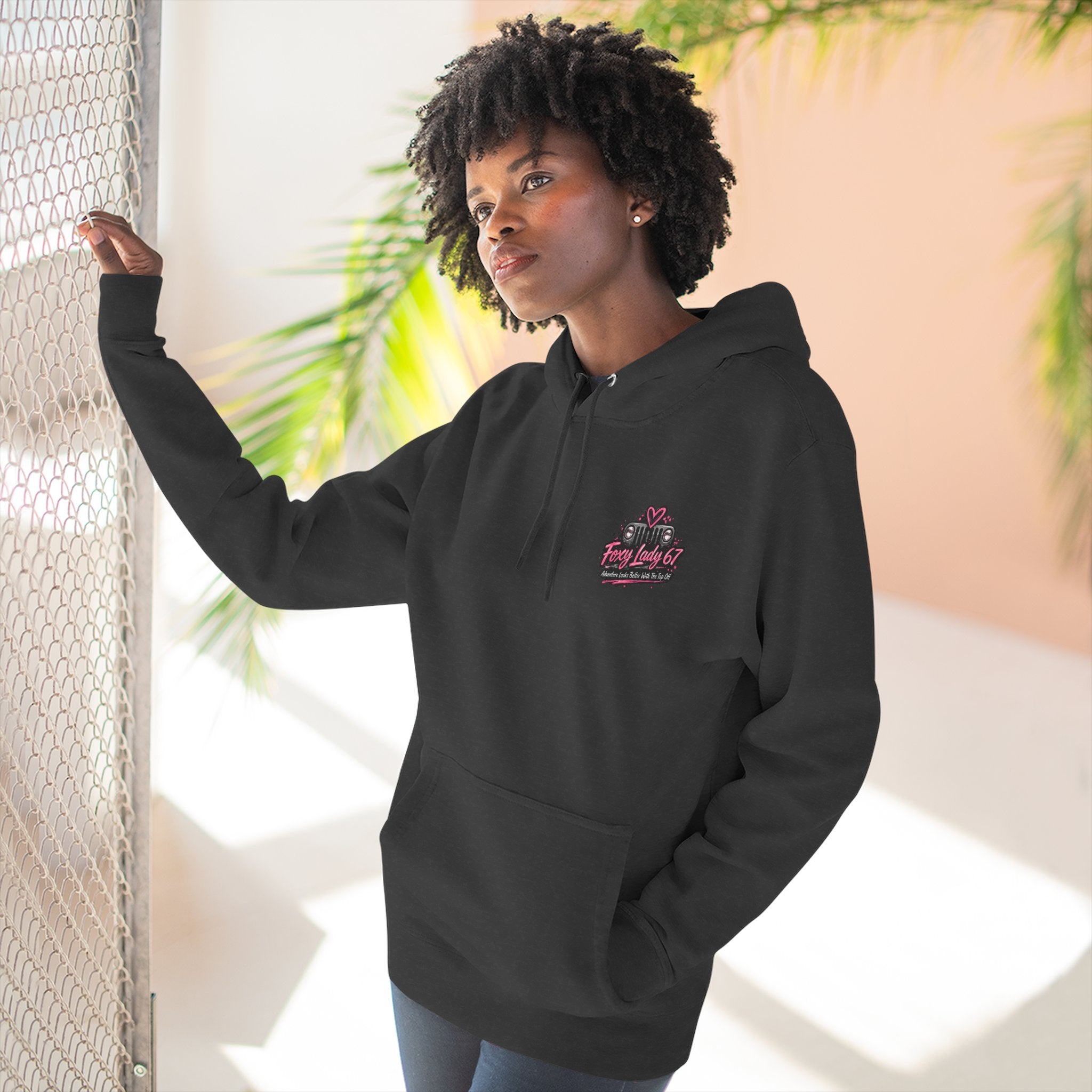 Let's Get Naked Jeep (design on front and back) Three-Panel Fleece Hoodie