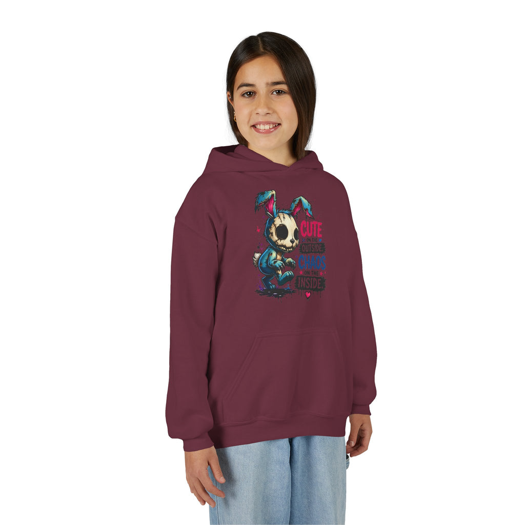 Cute on the Outside Choas on the Inside Youth Heavy Blend Hooded Sweatshirt