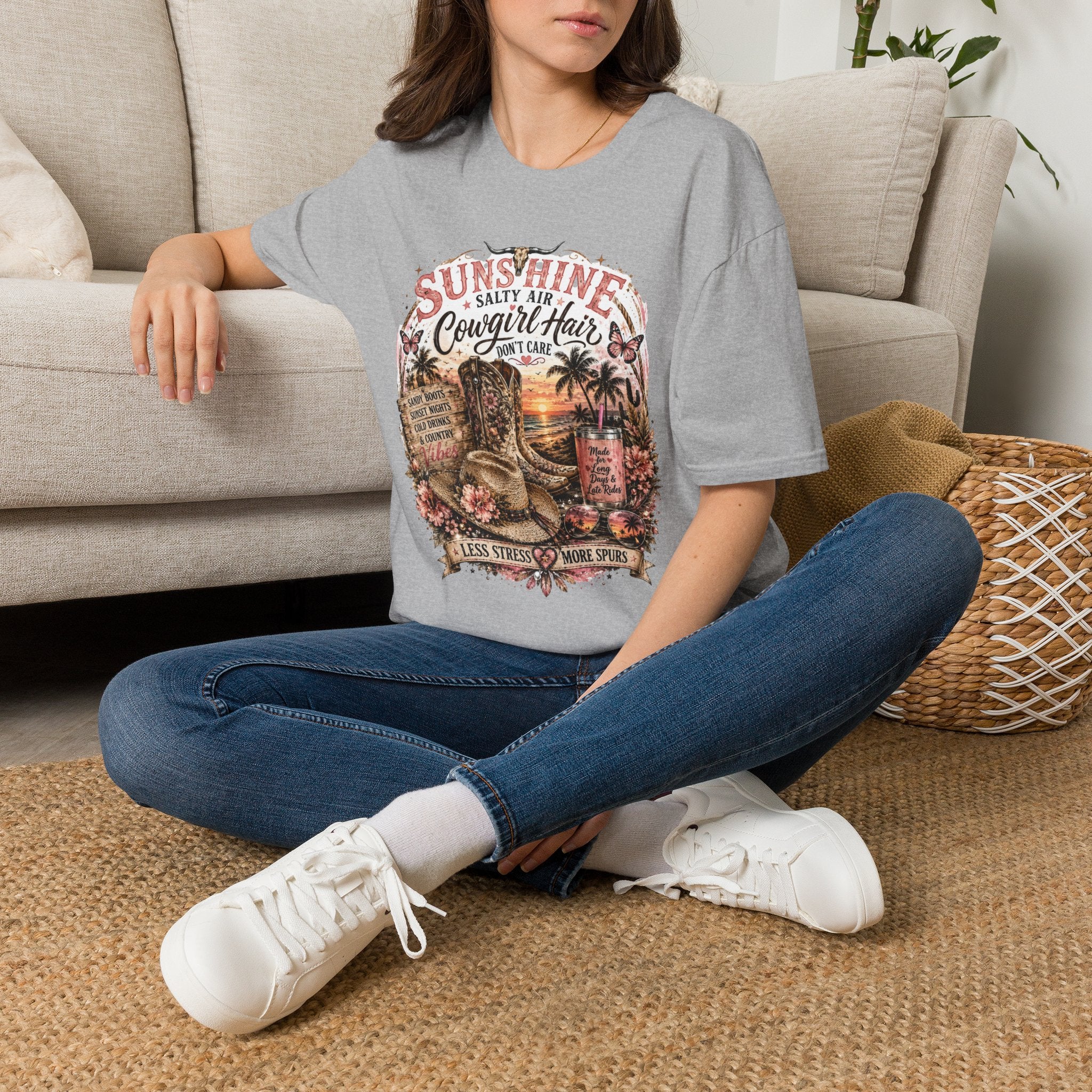 Cowgirl Hair T-Shirt — Sunshine, Salty Air Sunset Graphic Tee