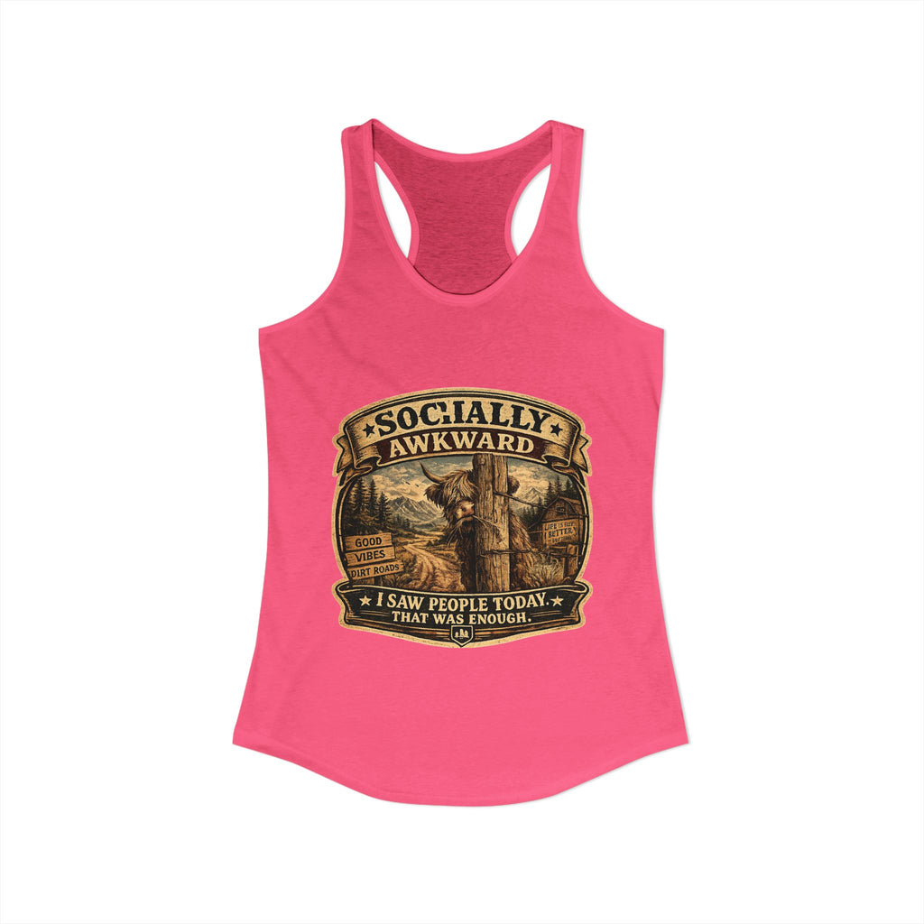 Socially Awkward Highland Cow Women's Ideal Racerback Tank