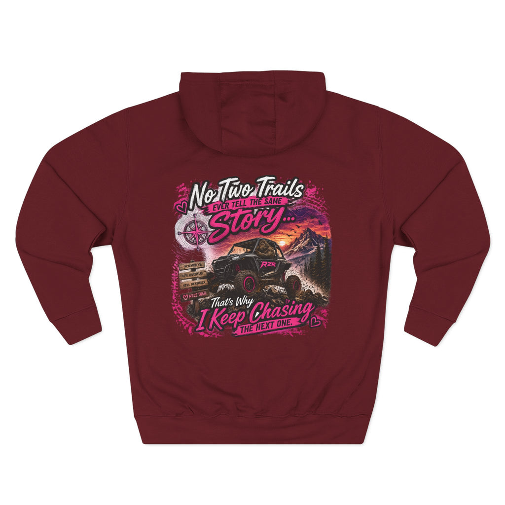 Adventure Off-Road Hoodie — "No Two Trails Ever Tell the Same Story" Graphic
