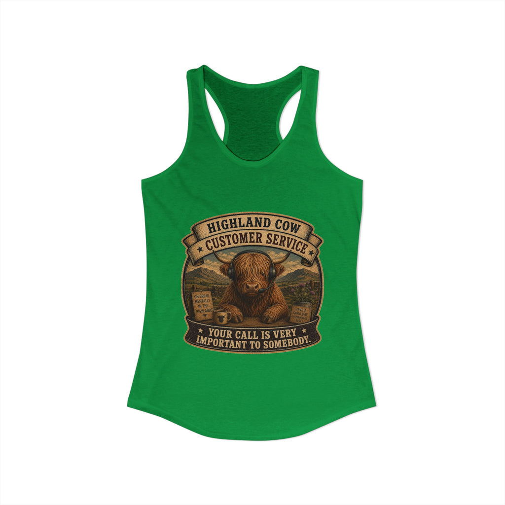 Highland Cow Customer Service Women's Ideal Racerback Tank