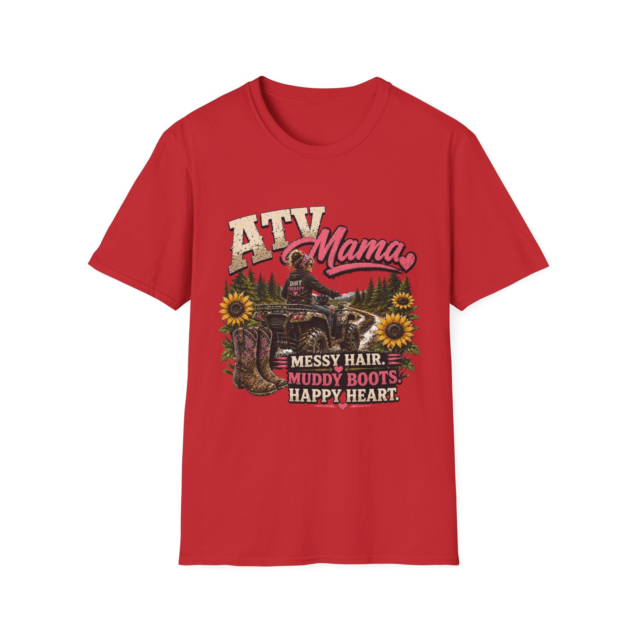ATV Mama T-Shirt — Messy Hair, Muddy Boots Graphic Tee for Moms