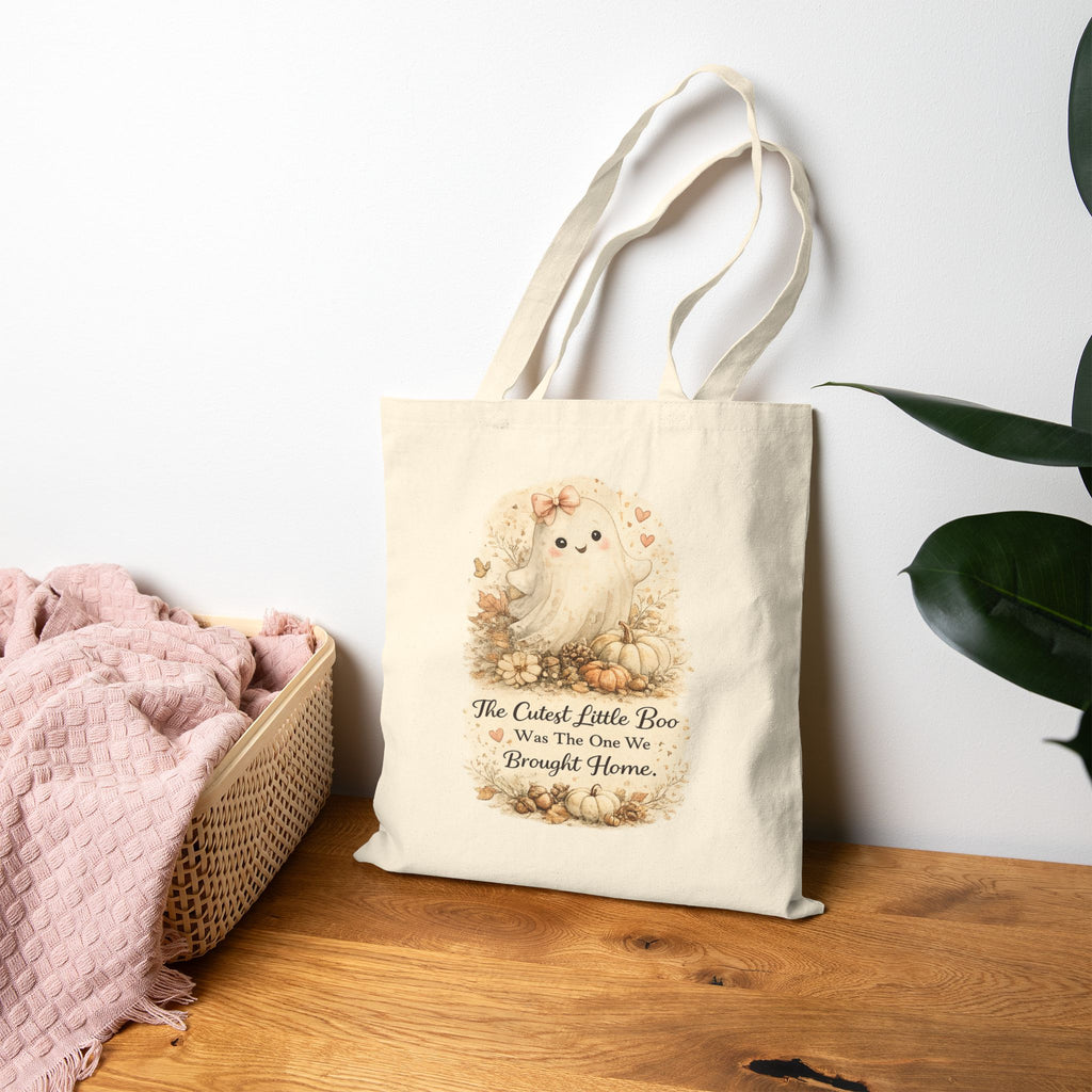 Cute Pomeranian Tote Bag — "The Cutest Little Boo Was The One We Brought Home" Cotton Canvas Grocery/Gift Tote