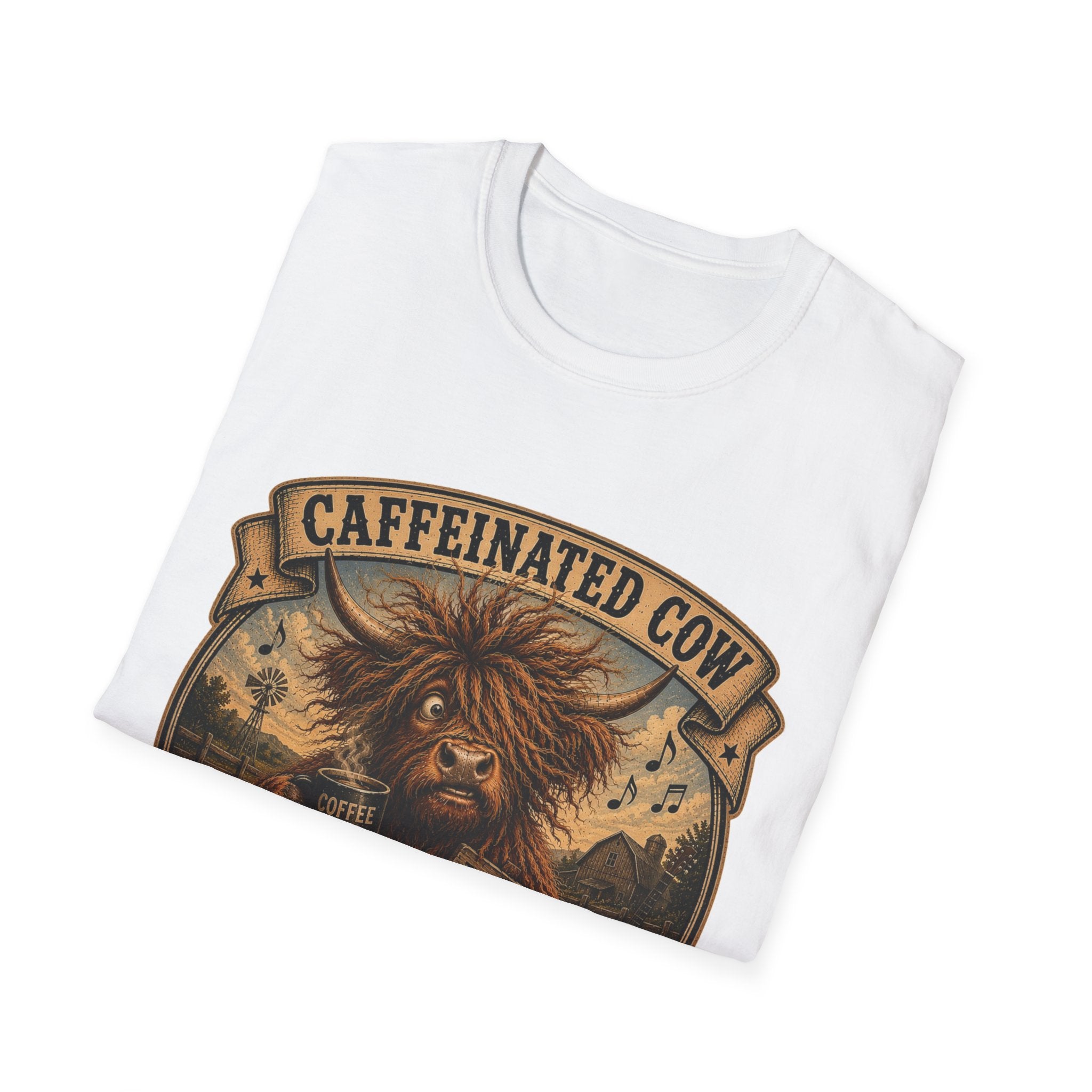 Caffeinated Cow Unisex Softstyle T-Shirt