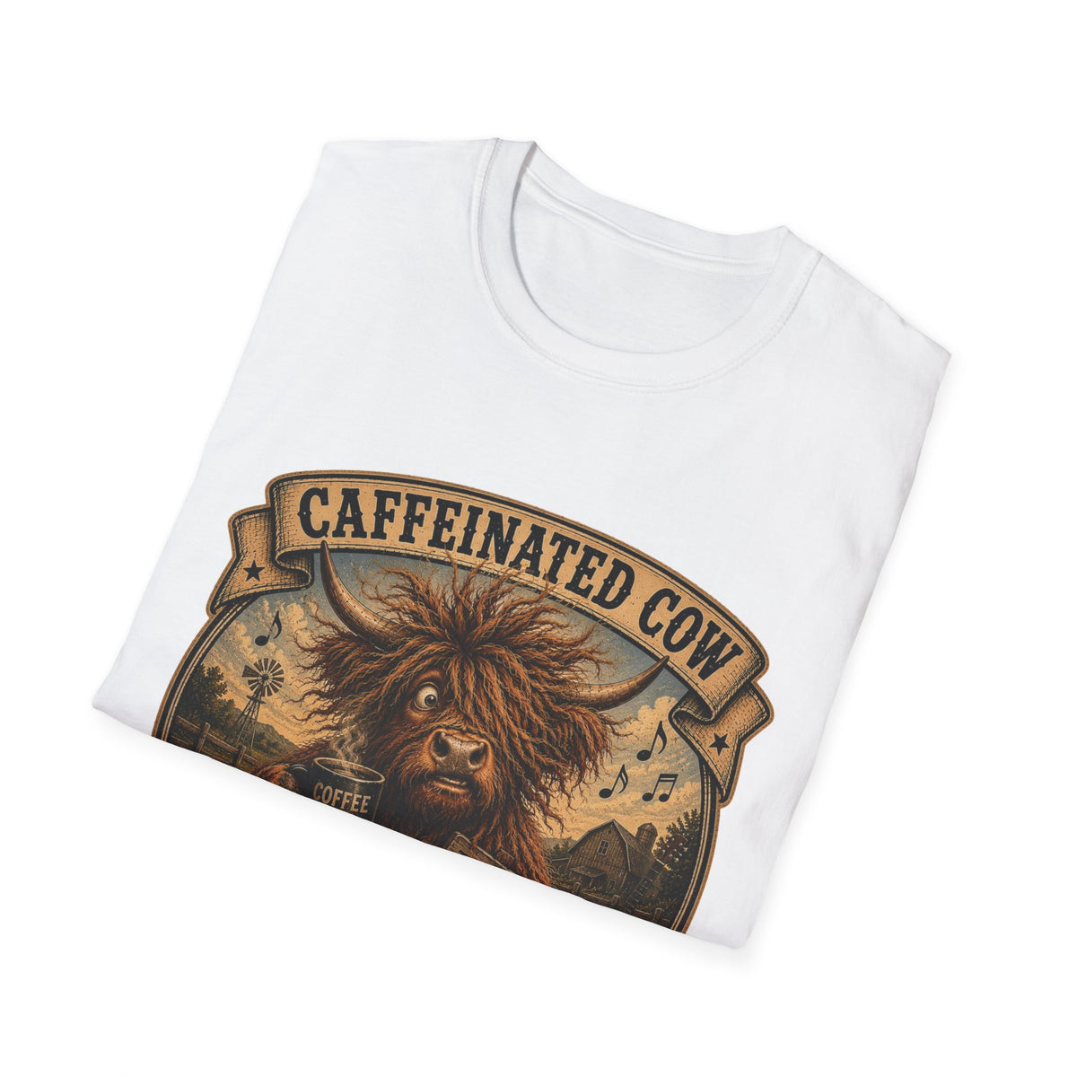 Caffeinated Cow Unisex Softstyle T-Shirt