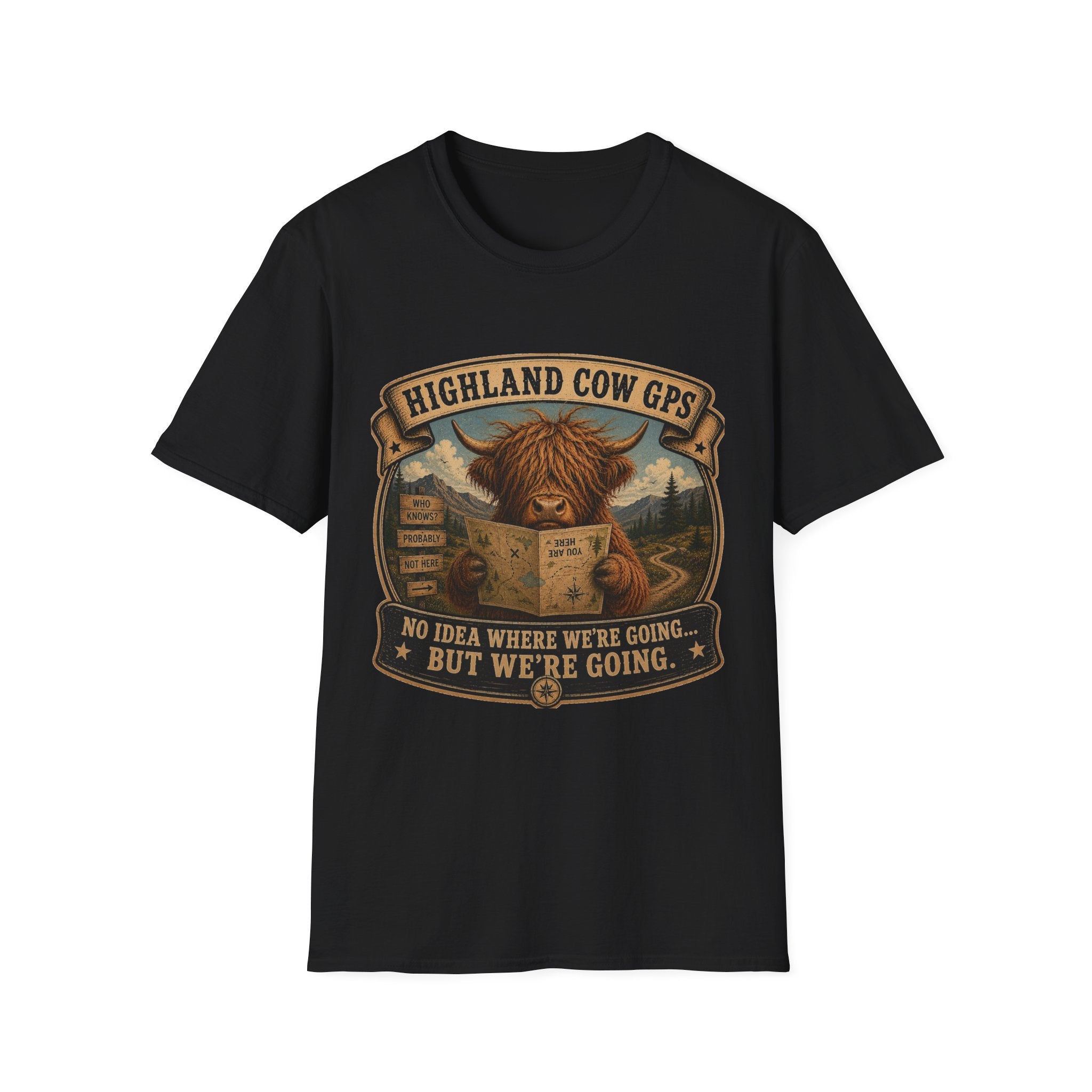 Highland Cow GPS Unisex Softstyle T-Shirt