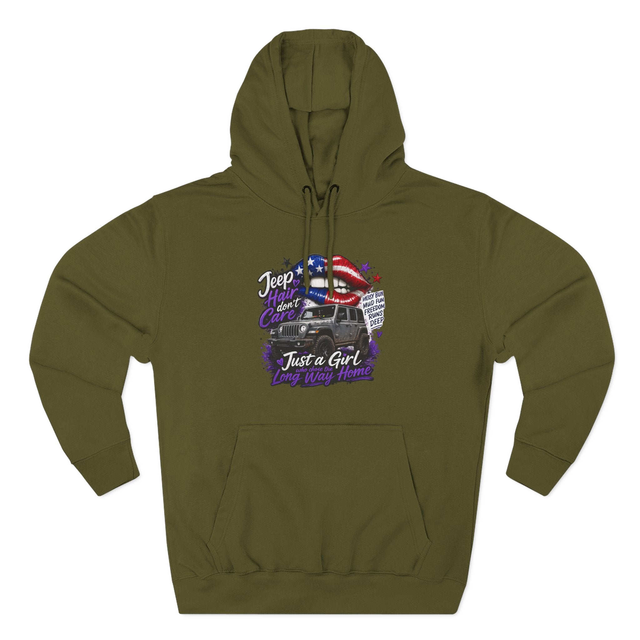 Patriotic 'Jeep Ain't Just a Girl Thing' – Graphic Fleece Pullover Jeep Driver Hoodie