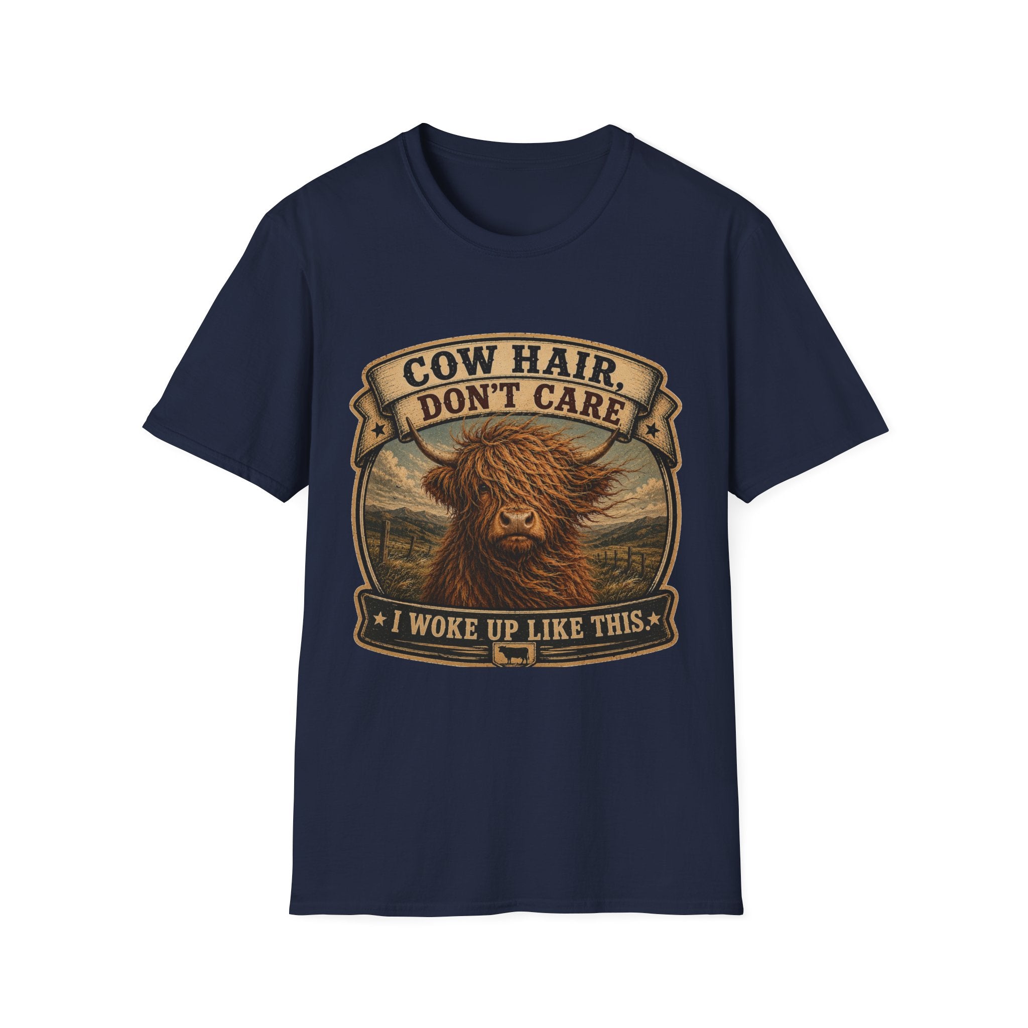 Cow Hair Don't Care Highland Cow - Unisex Softstyle T-Shirt
