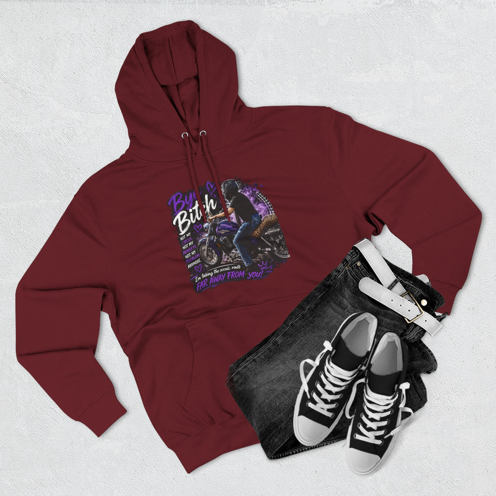 "Bitch" Retro Motorcycle Pullover — Biker Babe Graphic Hoodie