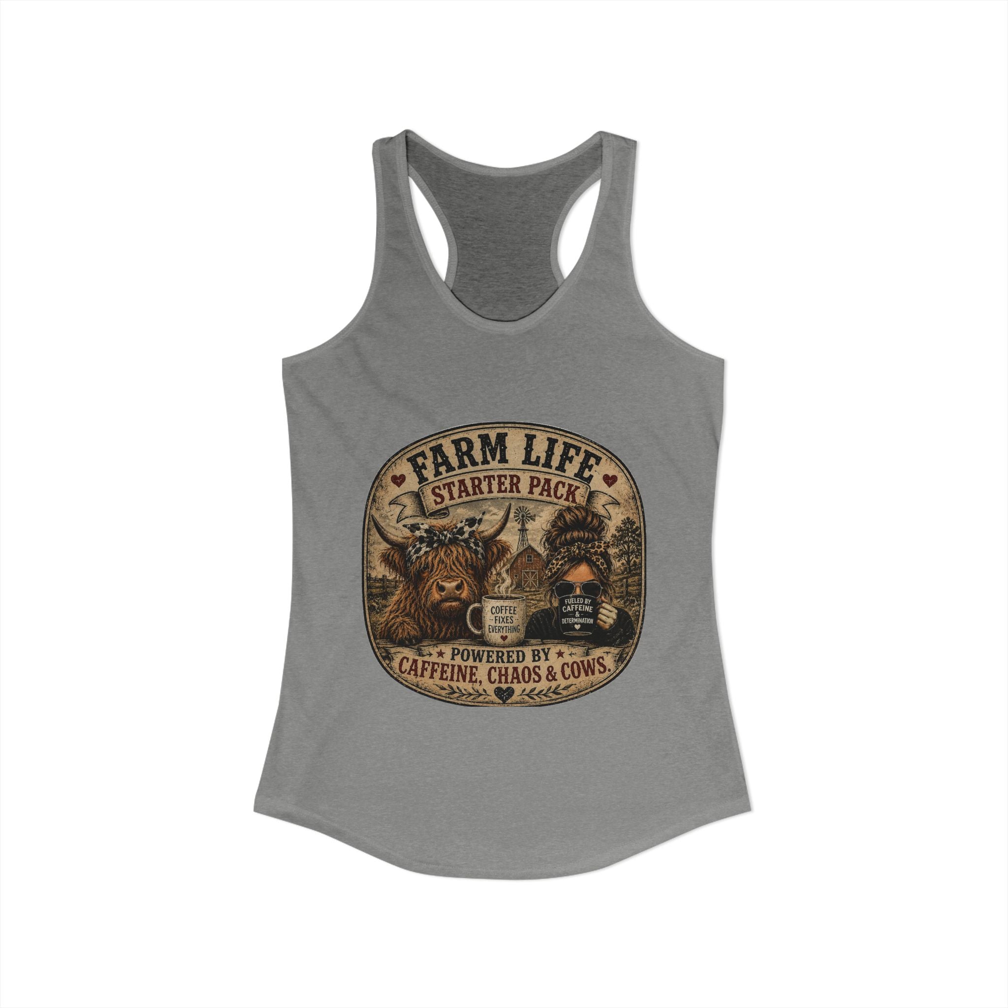 Farm Life Highland Cow Women's Ideal Racerback Tank
