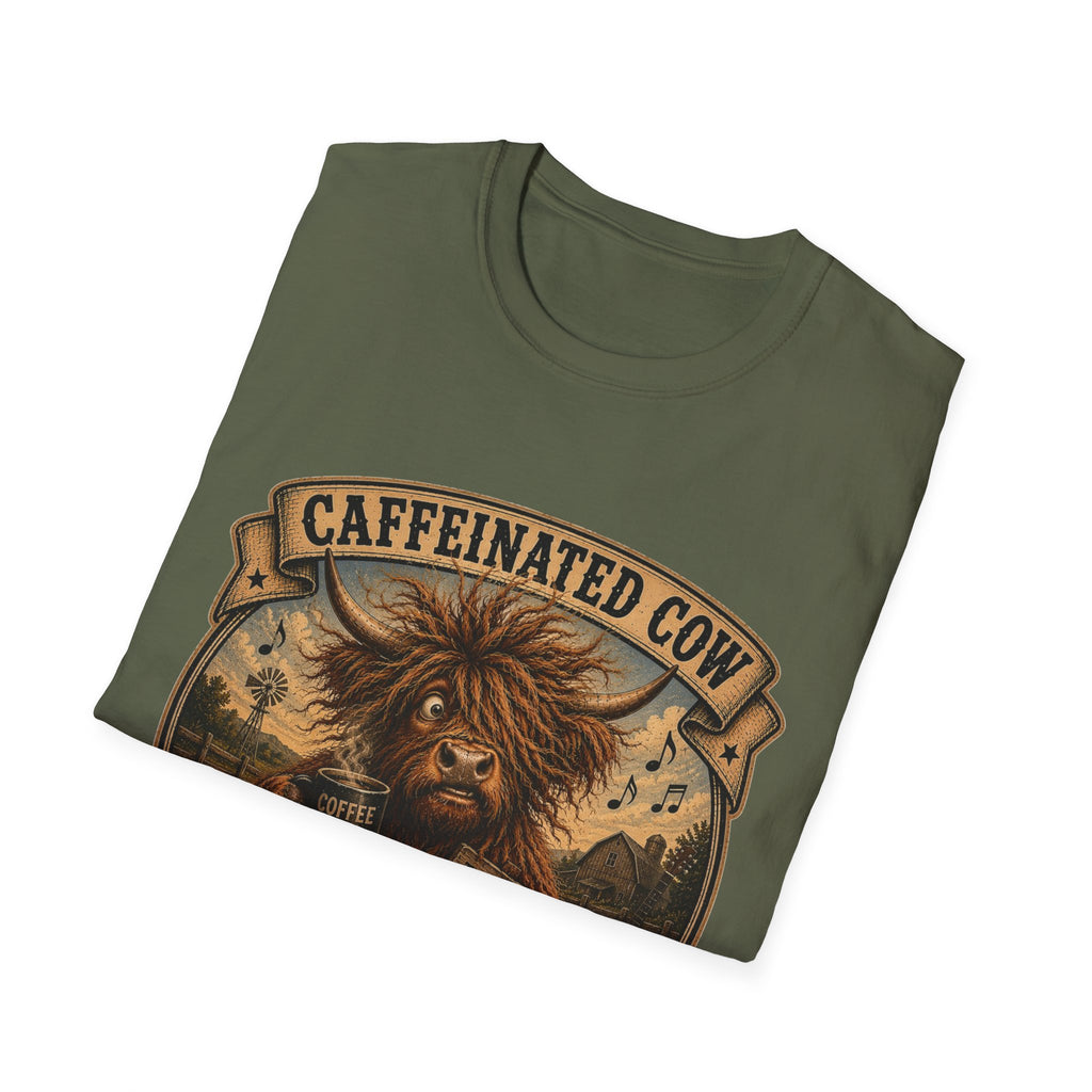 Caffeinated Cow Unisex Softstyle T-Shirt