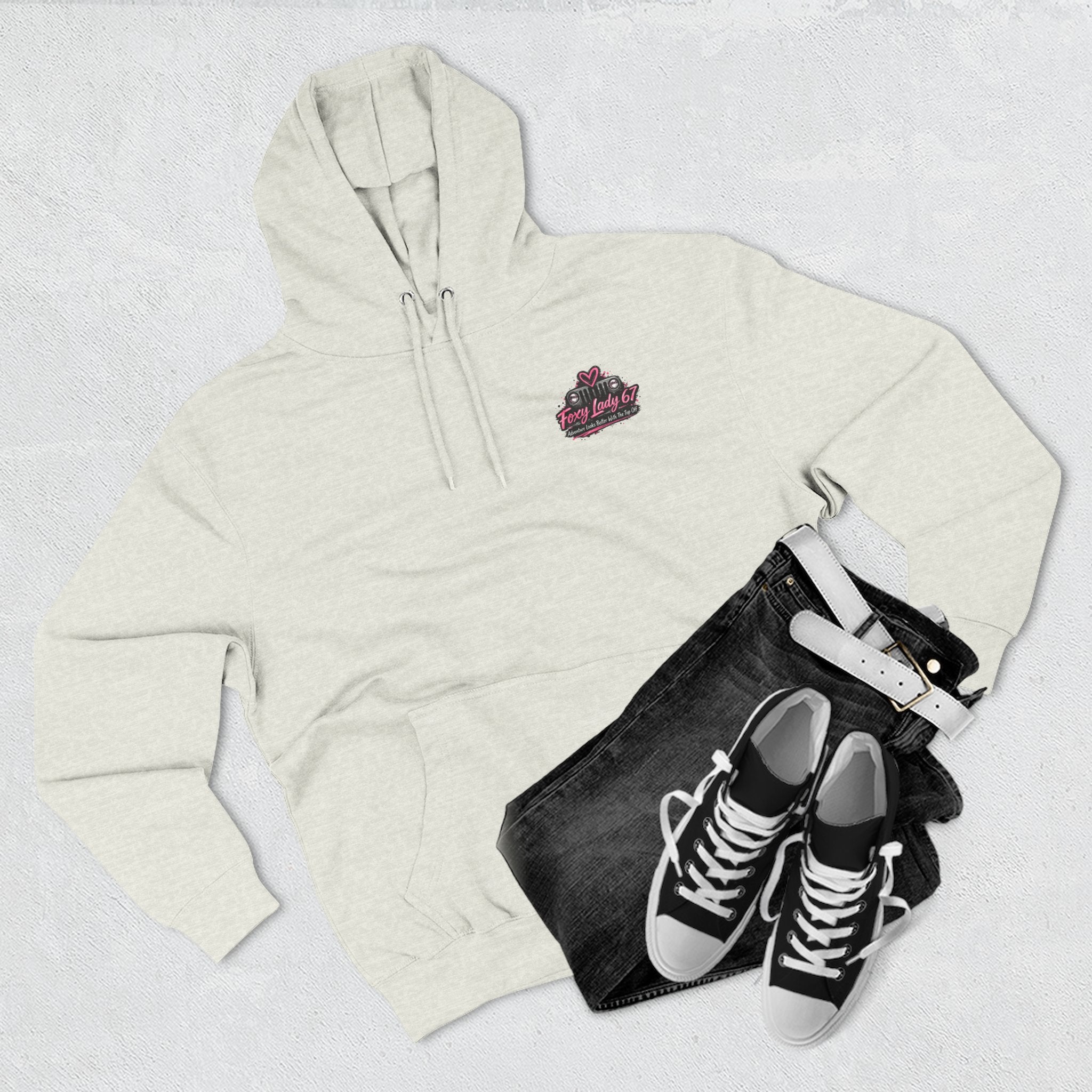 Let's Get Naked Jeep (design on front and back) Three-Panel Fleece Hoodie