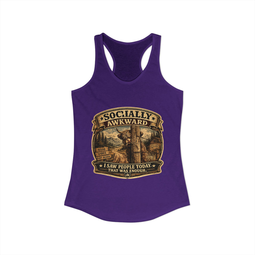 Socially Awkward Highland Cow Women's Ideal Racerback Tank