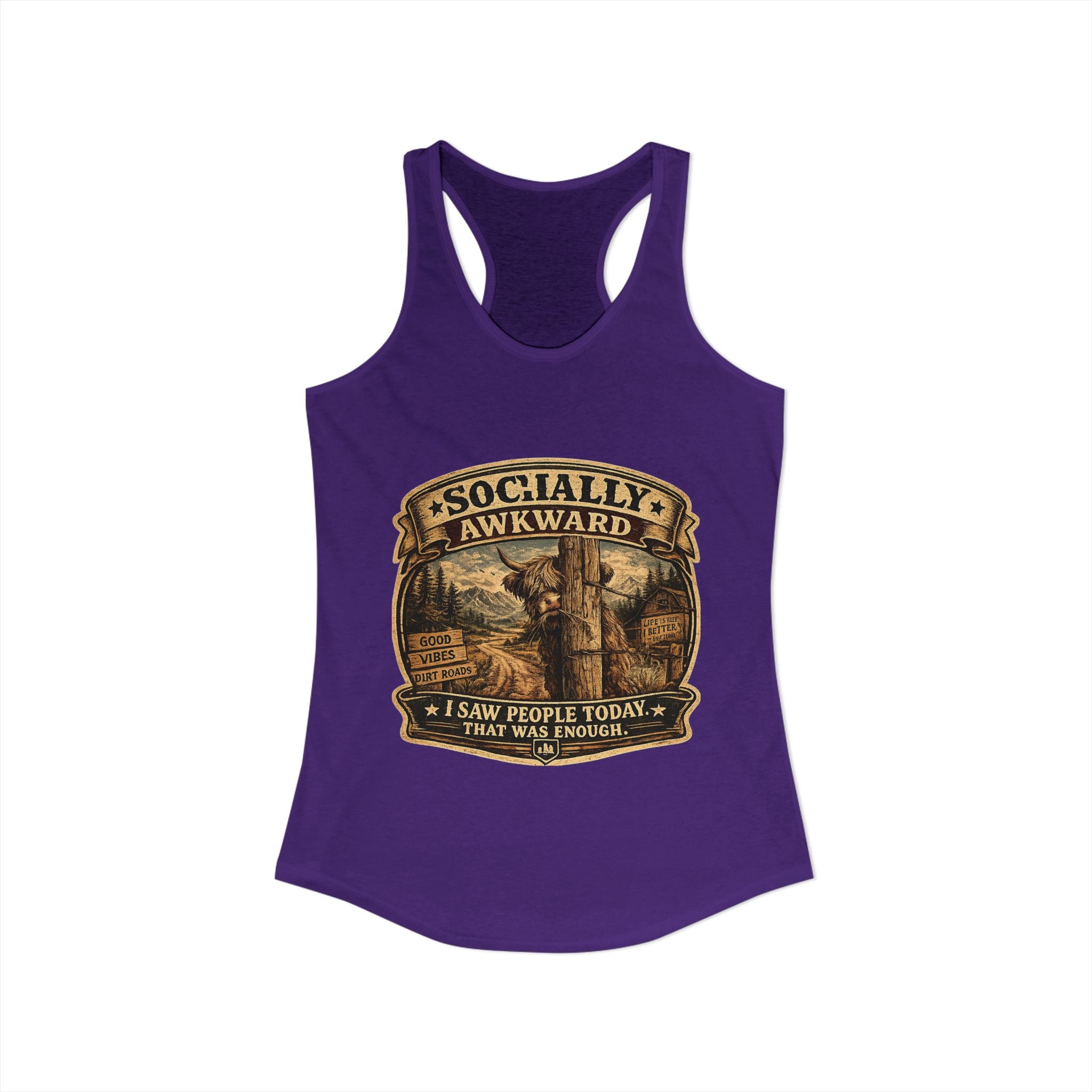 Socially Awkward Highland Cow Women's Ideal Racerback Tank