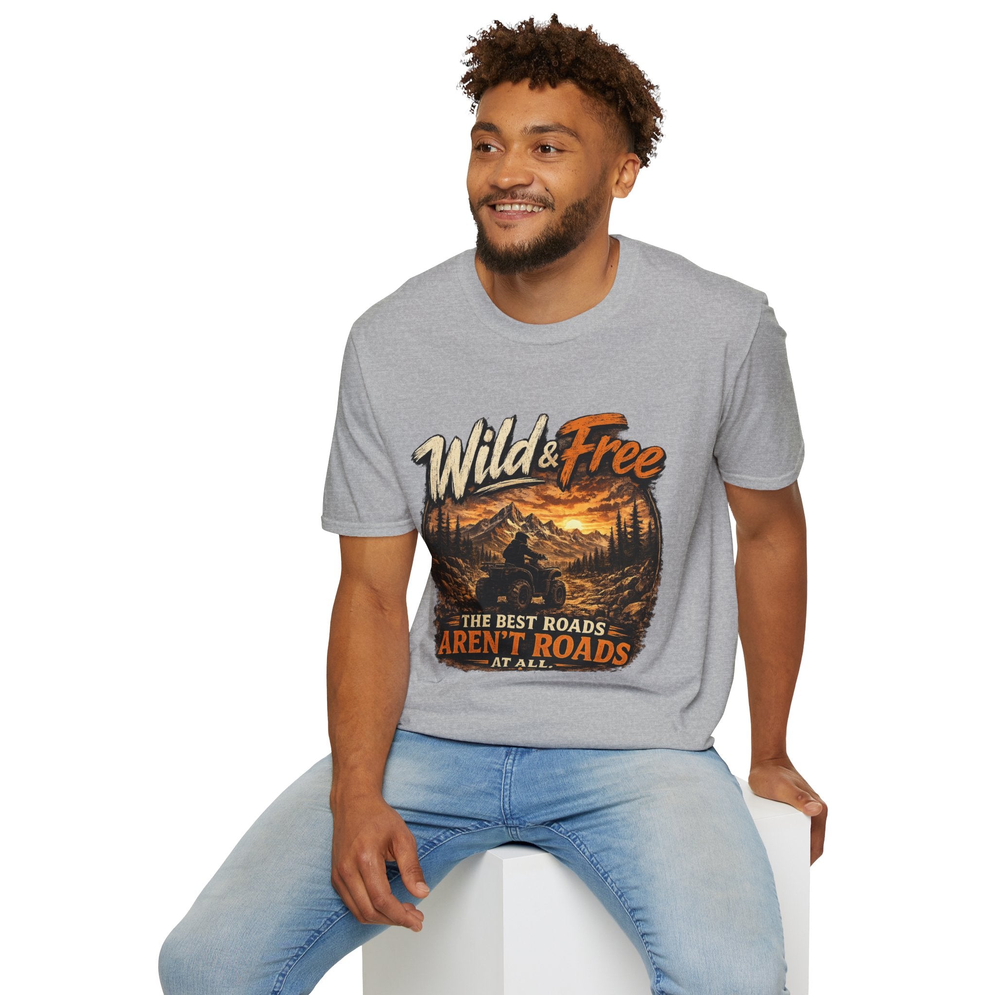Wild & Free Mountain T-Shirt — 'The Best Roads Aren't Roads At All' Adventure Tee