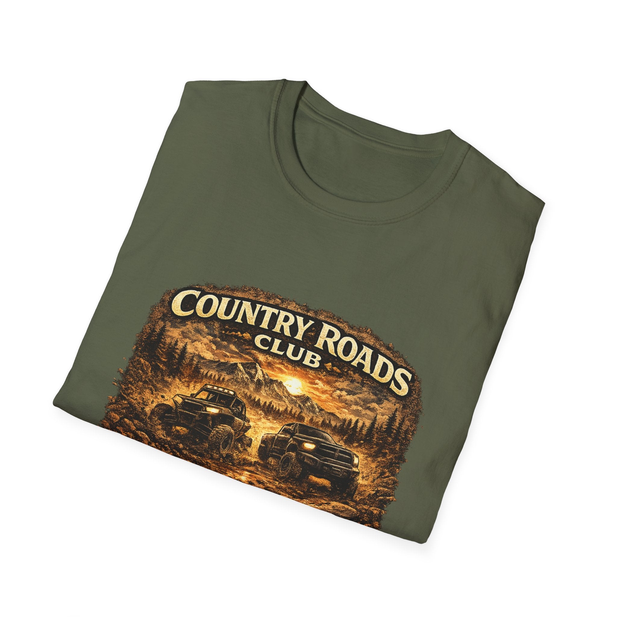 Country Roads Club T-Shirt — Vintage Off-Road Truck Scenic Tee