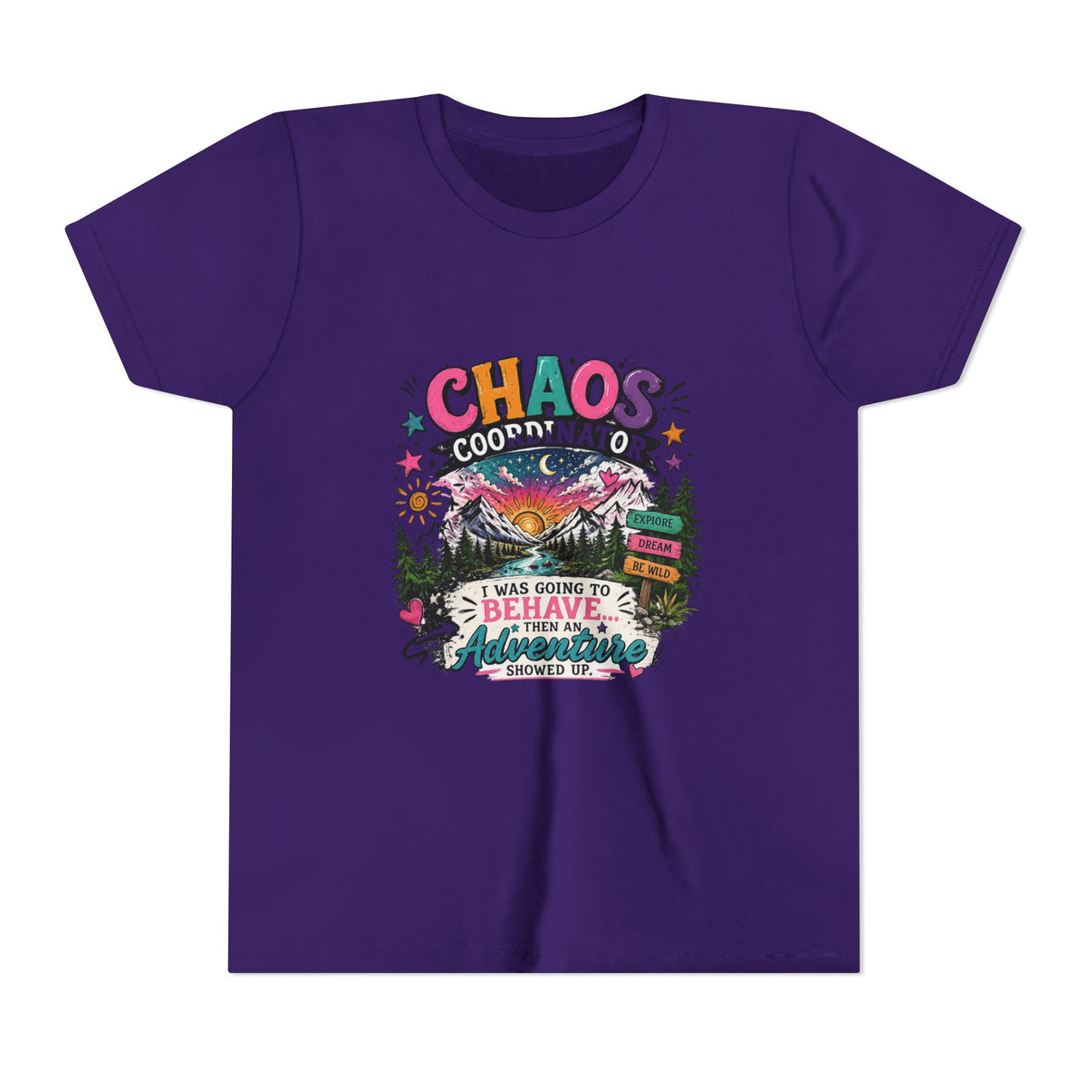 Chaos Coordinator Kids T-Shirt – I Was Going To Behave But Then Adventure Showed Up Graphic Tee