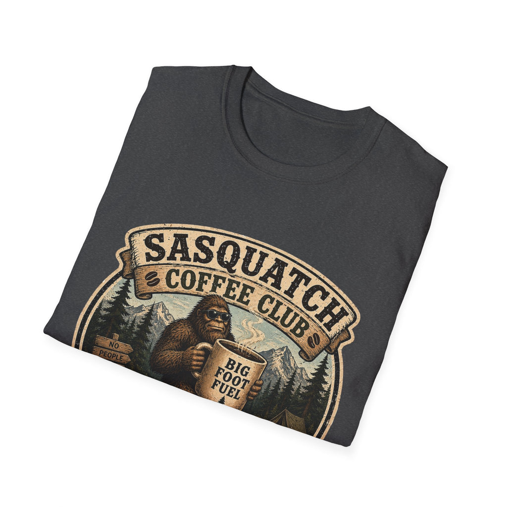 Sasquatch Coffee Club T-Shirt — "Running on Caffeine and Bad Decisions"