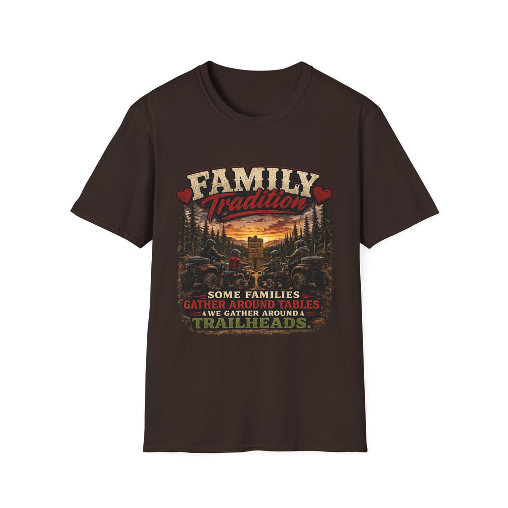 Family Tradition T-Shirt — Vintage Cabin Sunset Graphic Tee