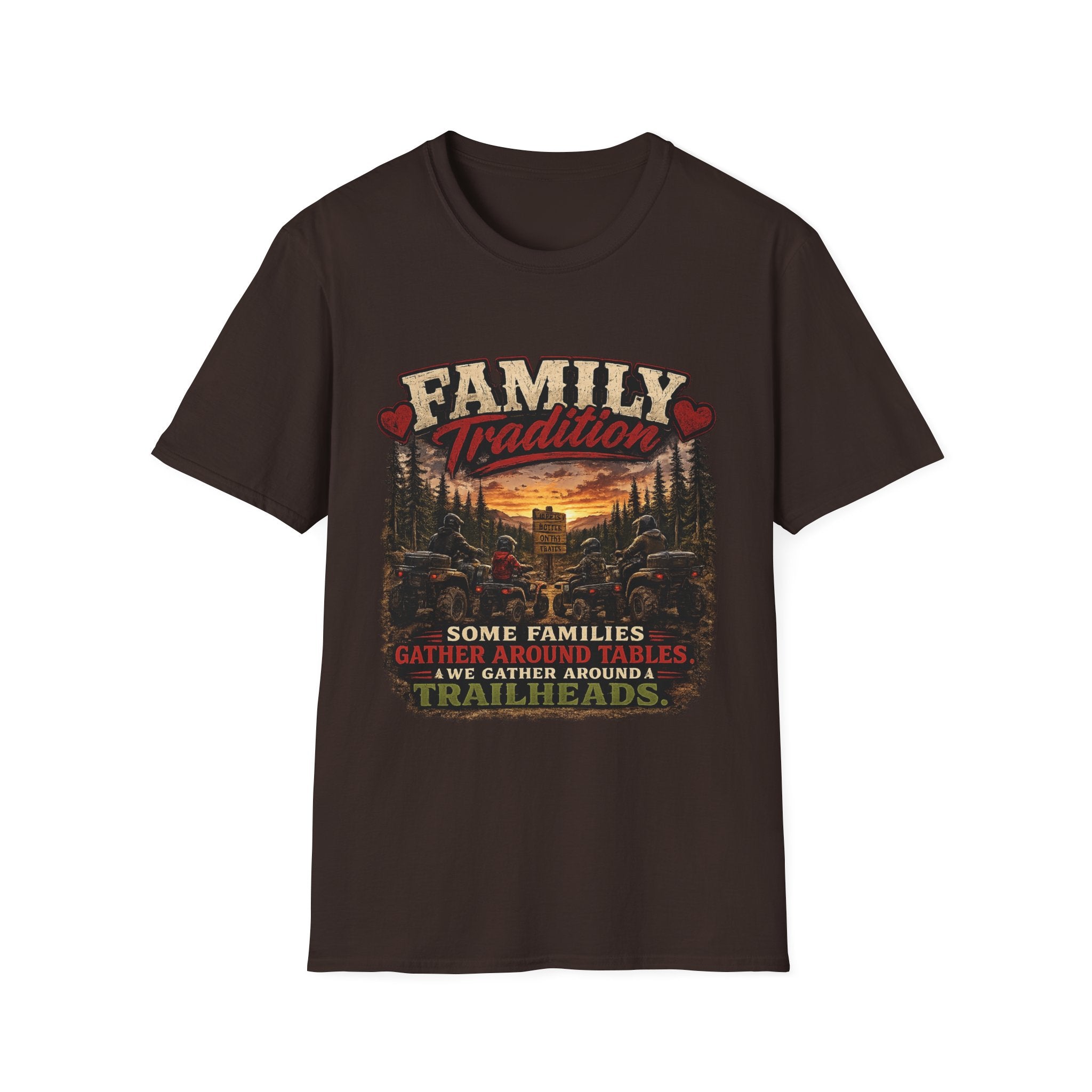 Family Tradition T-Shirt — Vintage Cabin Sunset Graphic Tee