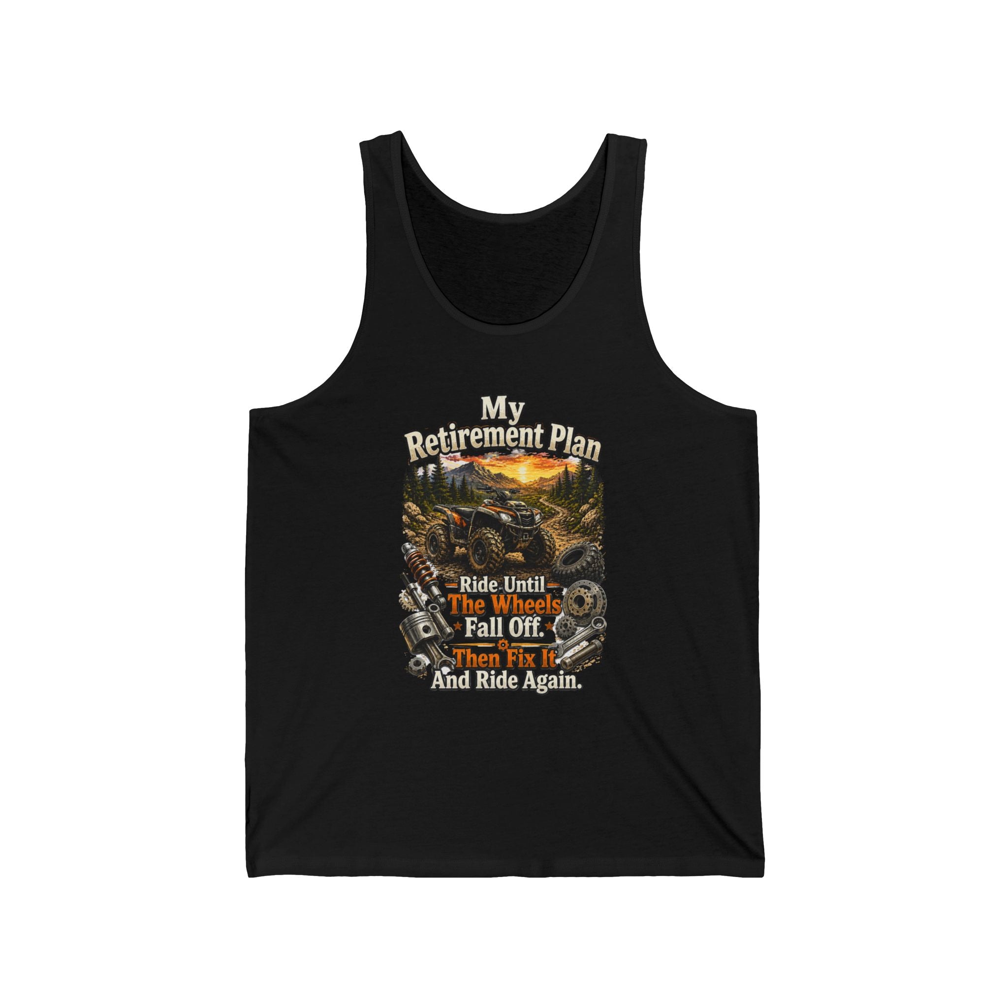 "My Retirement Plan: Ride Until I Fall Off...and Ride Again" — Motorcycle Retirement Tank Top