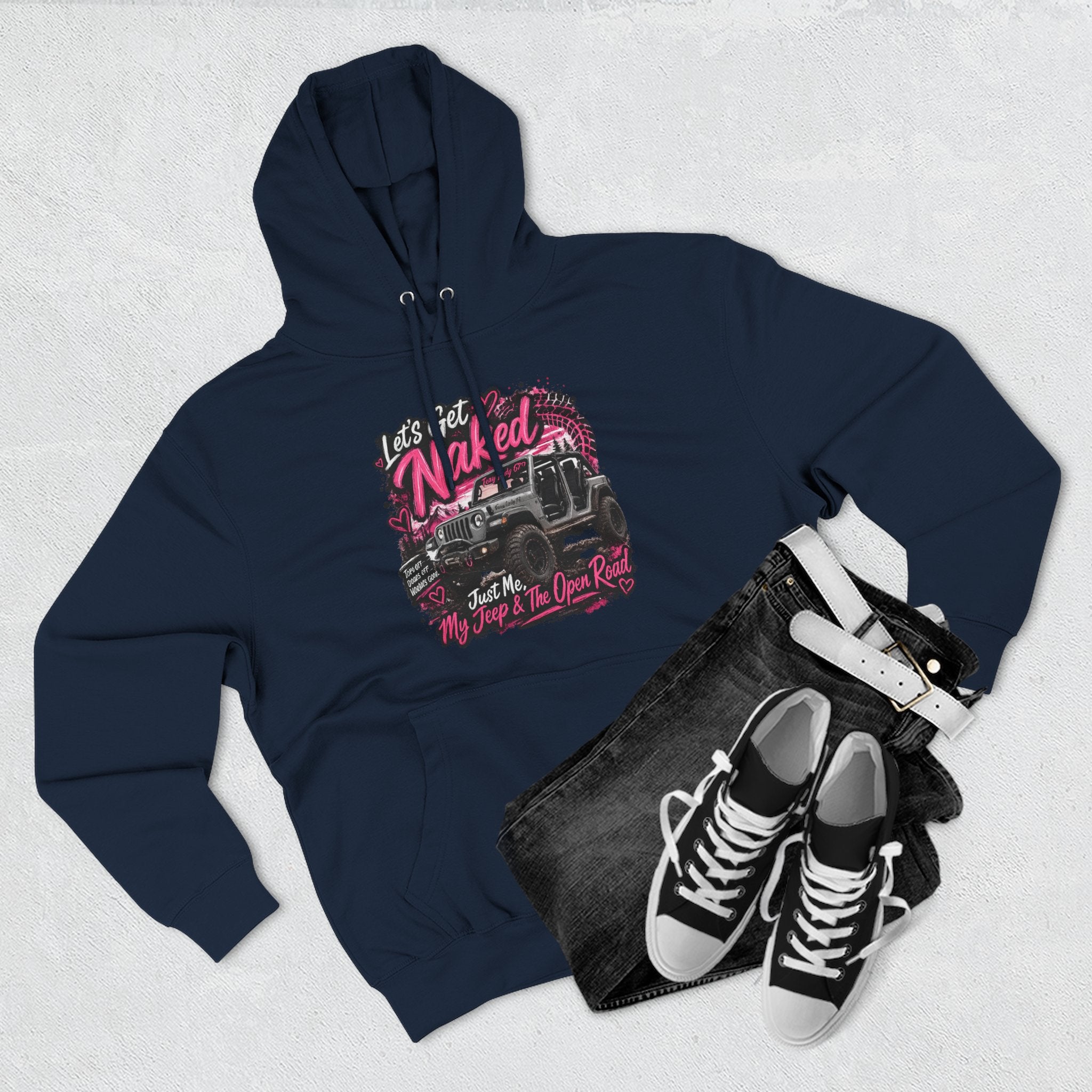 Jeep 'Let's Get Naked' Graphic Hoodie — Off-Road Adventure Pullover