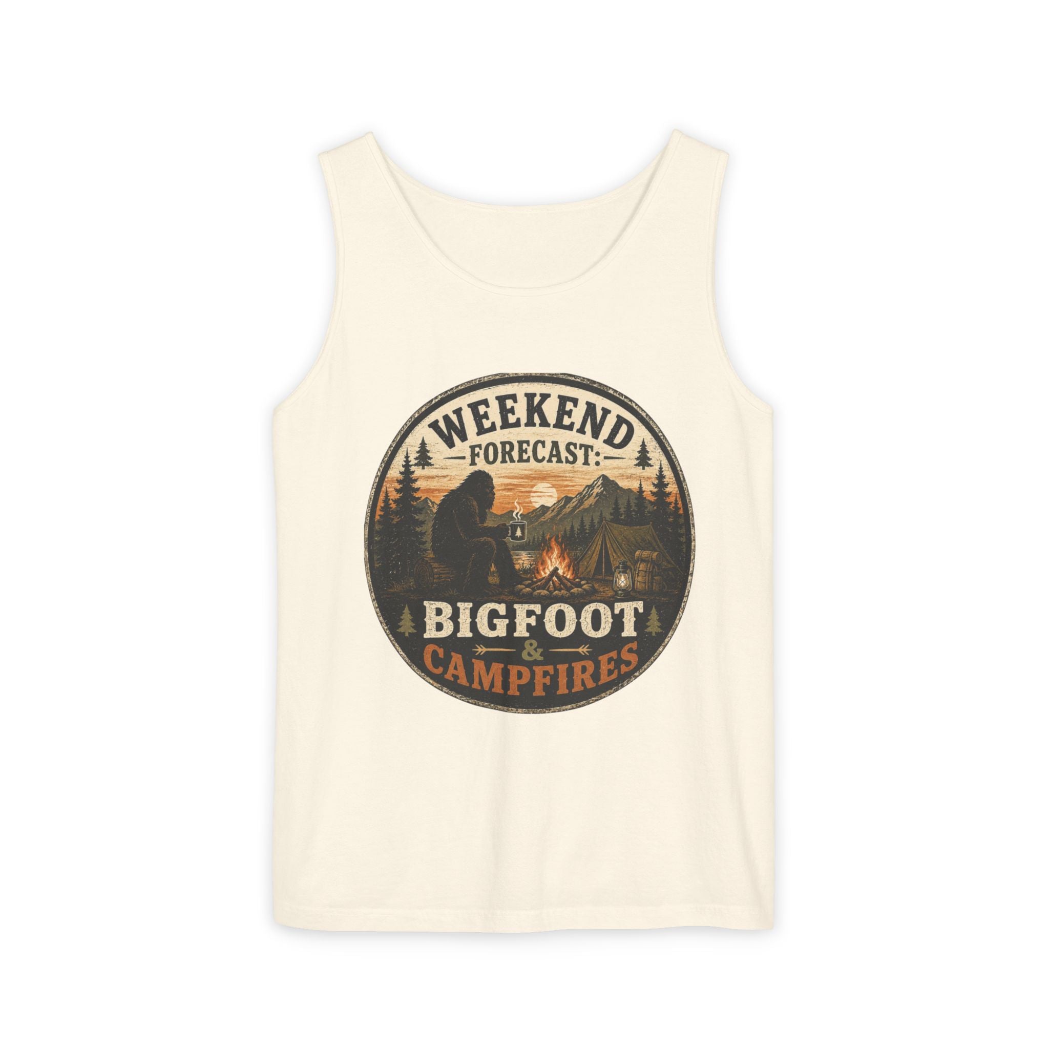 Weekend Forecast Bigfoot & Campfires Tank Top