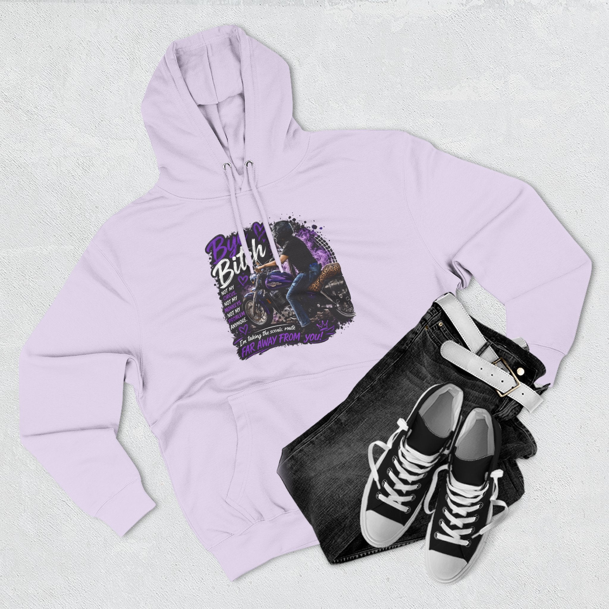 "Bitch" Retro Motorcycle Pullover — Biker Babe Graphic Hoodie